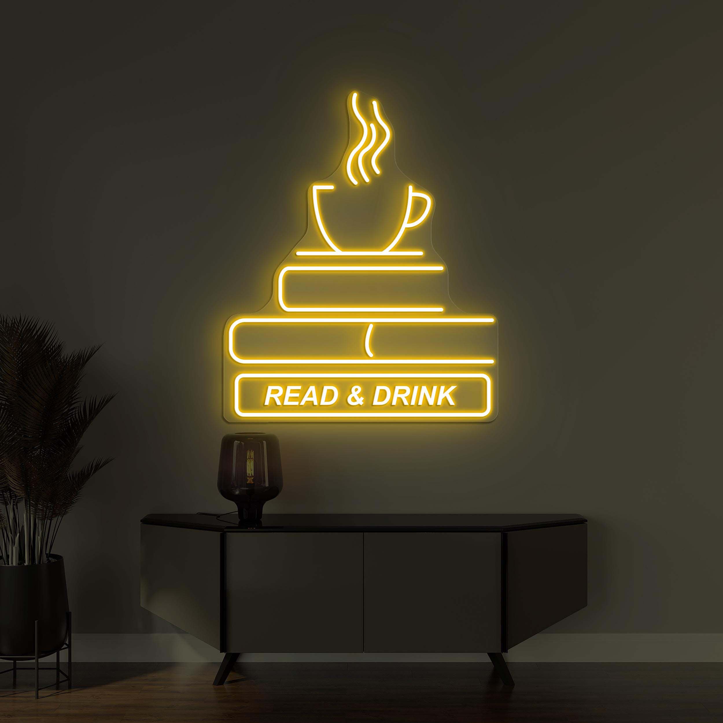 Book and Coffee Neon Sign, Read & Drink LED Light, Book Wall Decor, Tea Cup Wall Art, Book Shop Decor, Home Wall Sign, Coffee Shop Wall Art