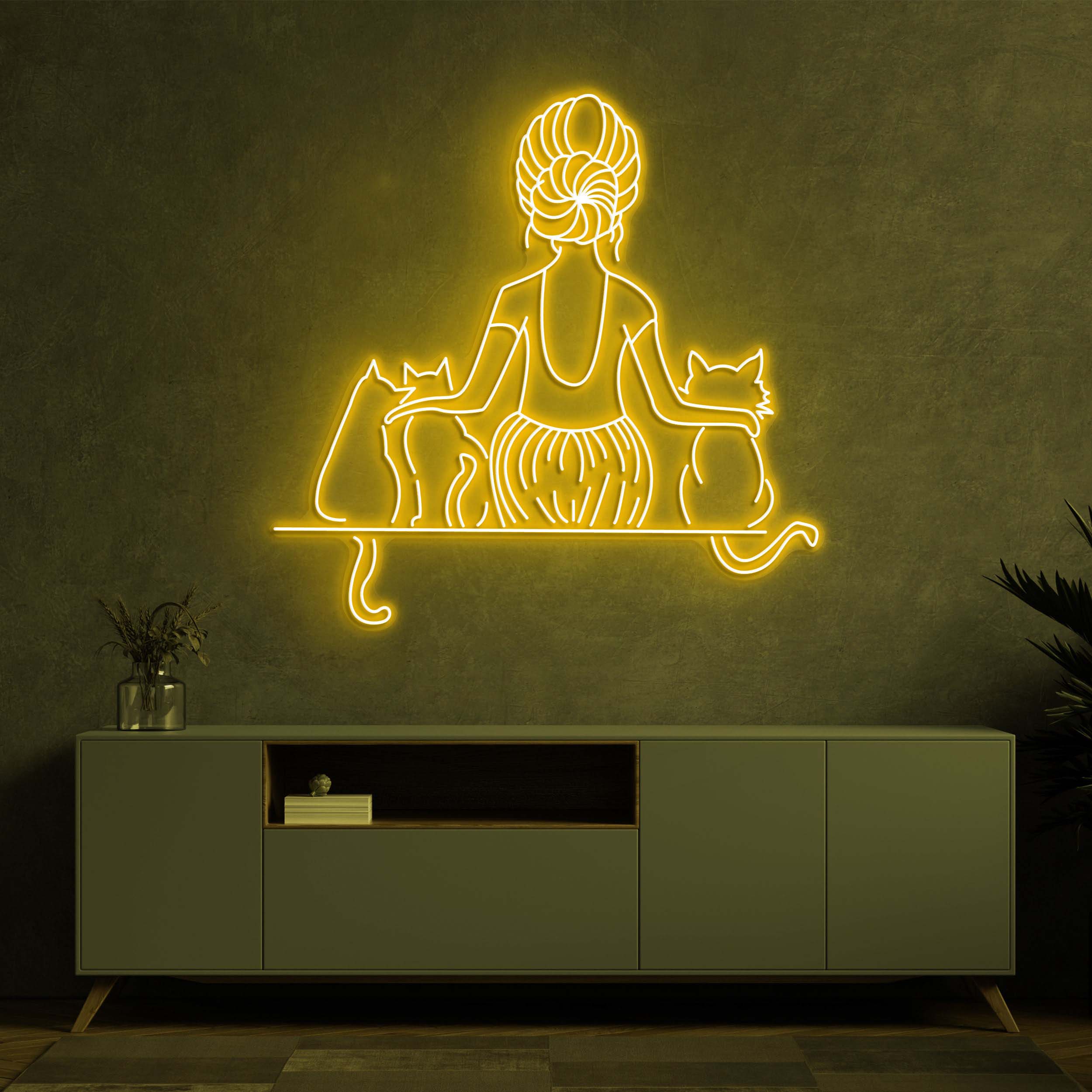 Woman and Cats Neon Sign, Cat Mom Sign, Cats Neon Art for Cat Owners, Gift for Mother's Day, LED Neon Art Sign, Cats Neon Sign,Led Cats Sign