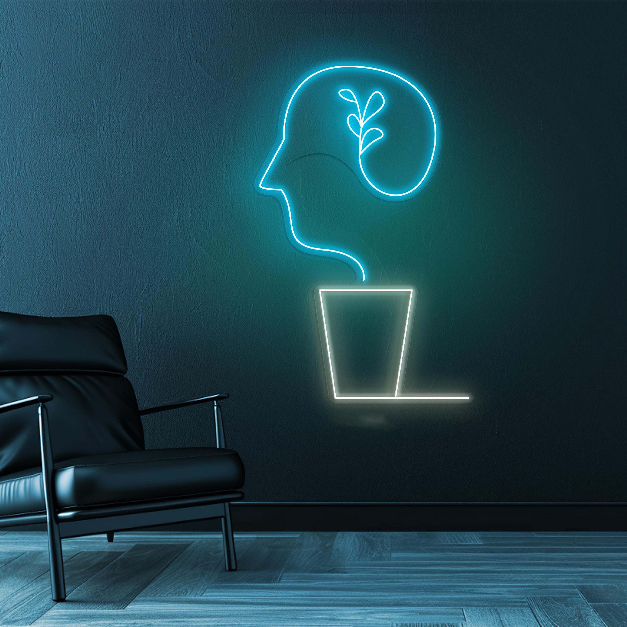 Head with Plant Neon Sign, Head with Plant LED Light, Growing Mind Neon Light, Office Wall Decor, Home Wall Art, Plant Neon Sign, Gift idea