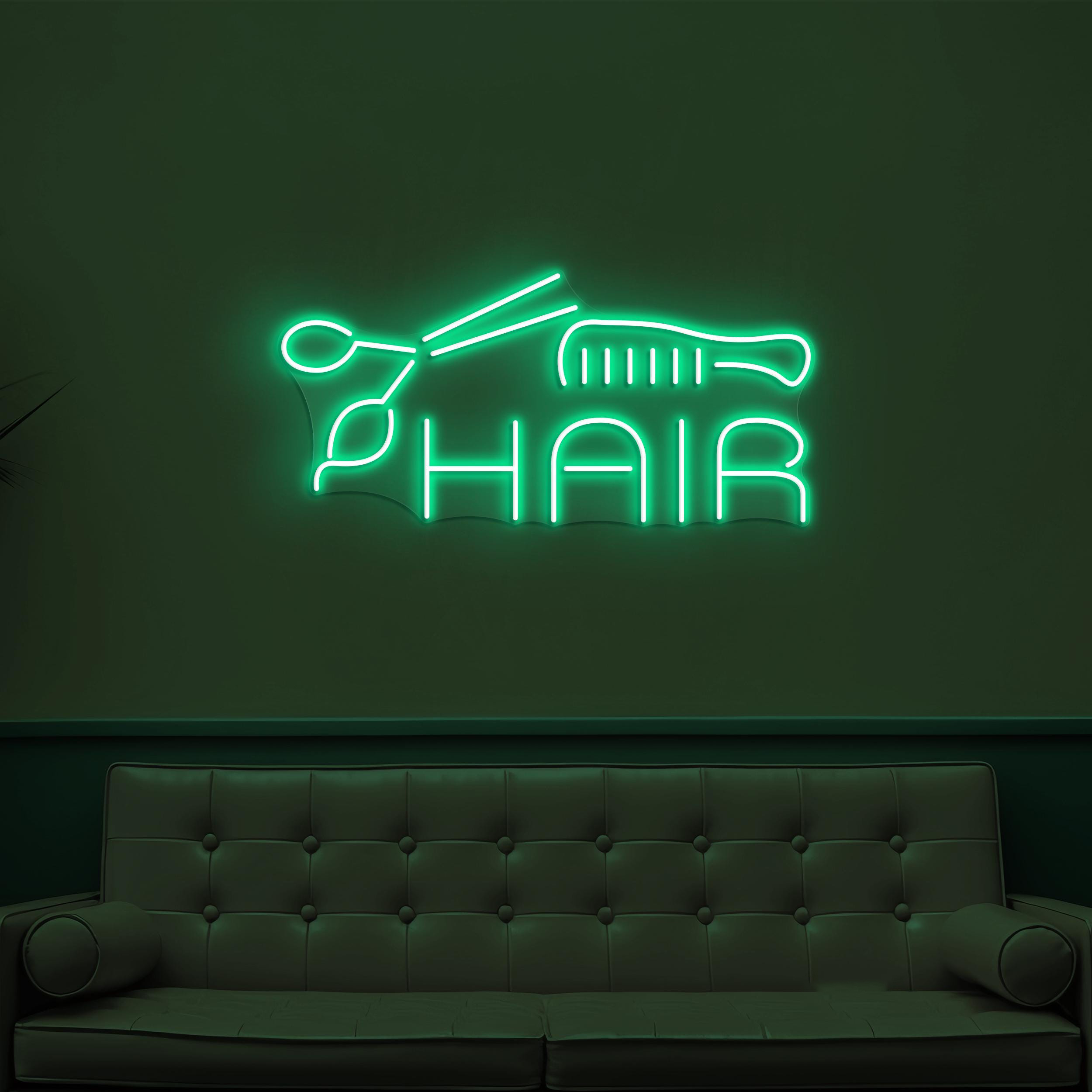 Hair Neon Sign, Hair LED Light, Styling Studio Wall Art, Scissor and Comb Wall Decor, Barber Shop Neon Wall Light, Beauty Salon Neon Decor