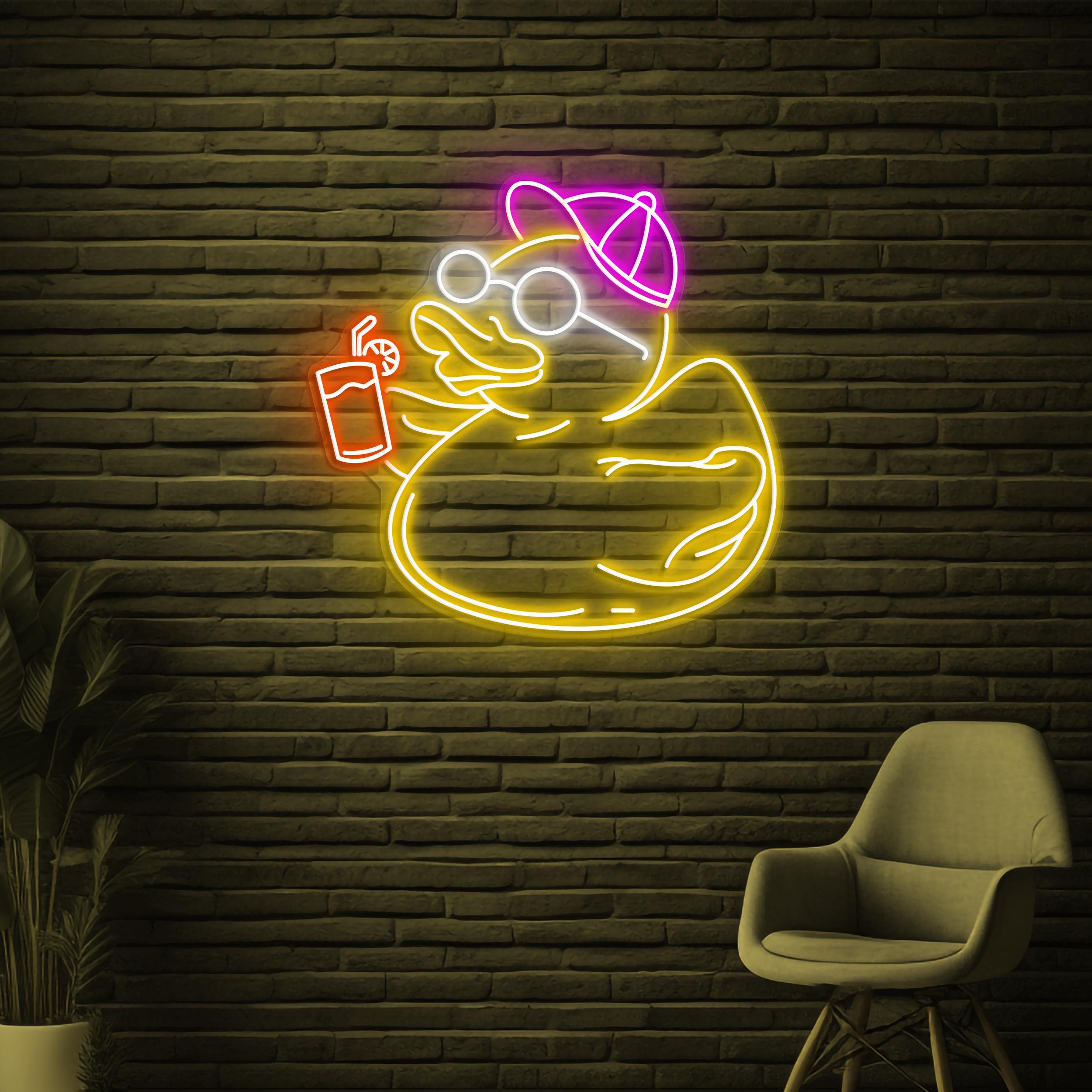 Duck Neon Sign, Chillin' Duck LED Light, Beach Duck Wall Art, Summer Duck Wall Decor, Kids Room Neon light, Birds Shop Sign, Party Wall Art