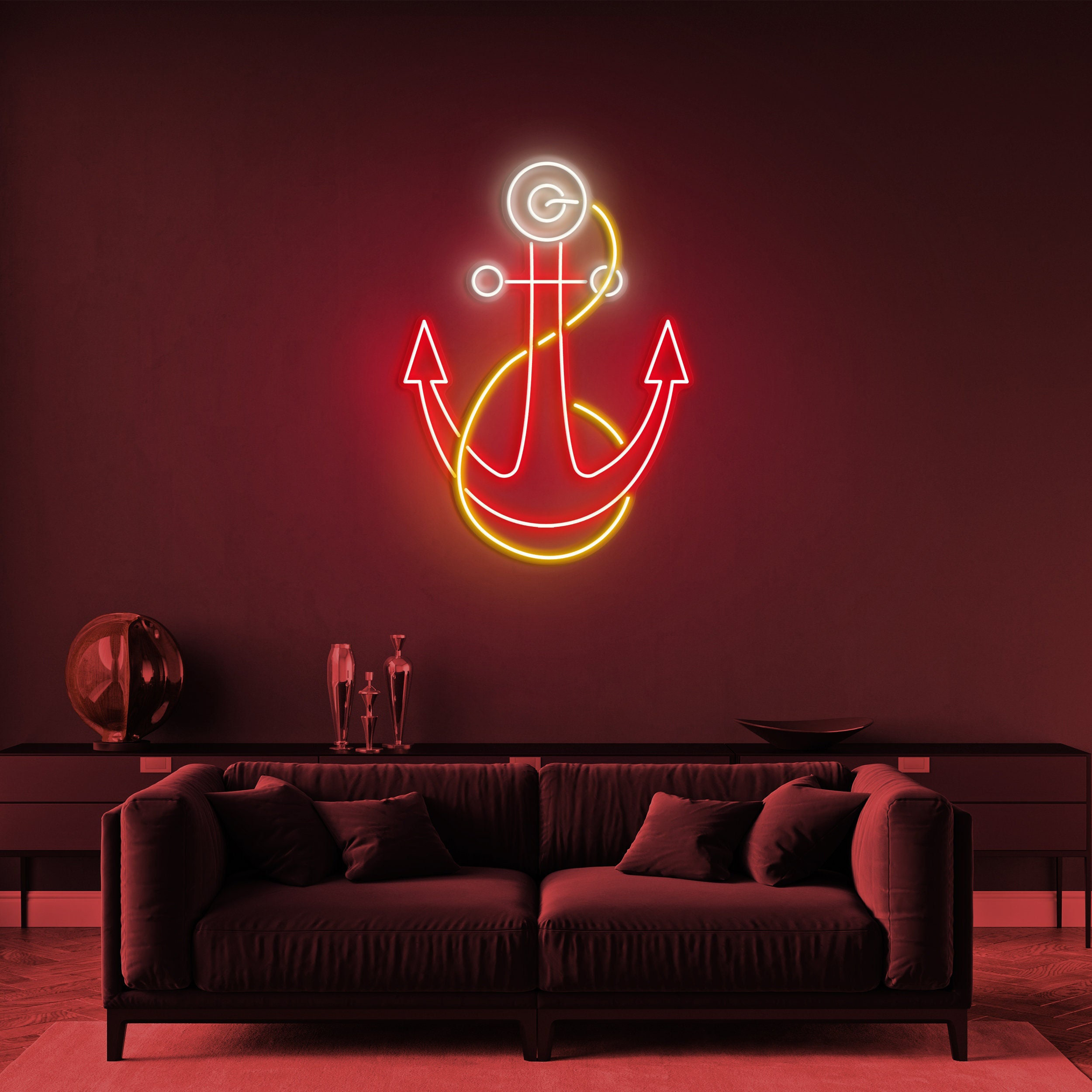 Anchor Neon Sign, Anchor Neon Light, Beach Club Decor, Sailor Bedroom Wall Art, Maritime Neon for Beach House Decoration, Gift, Party Decor