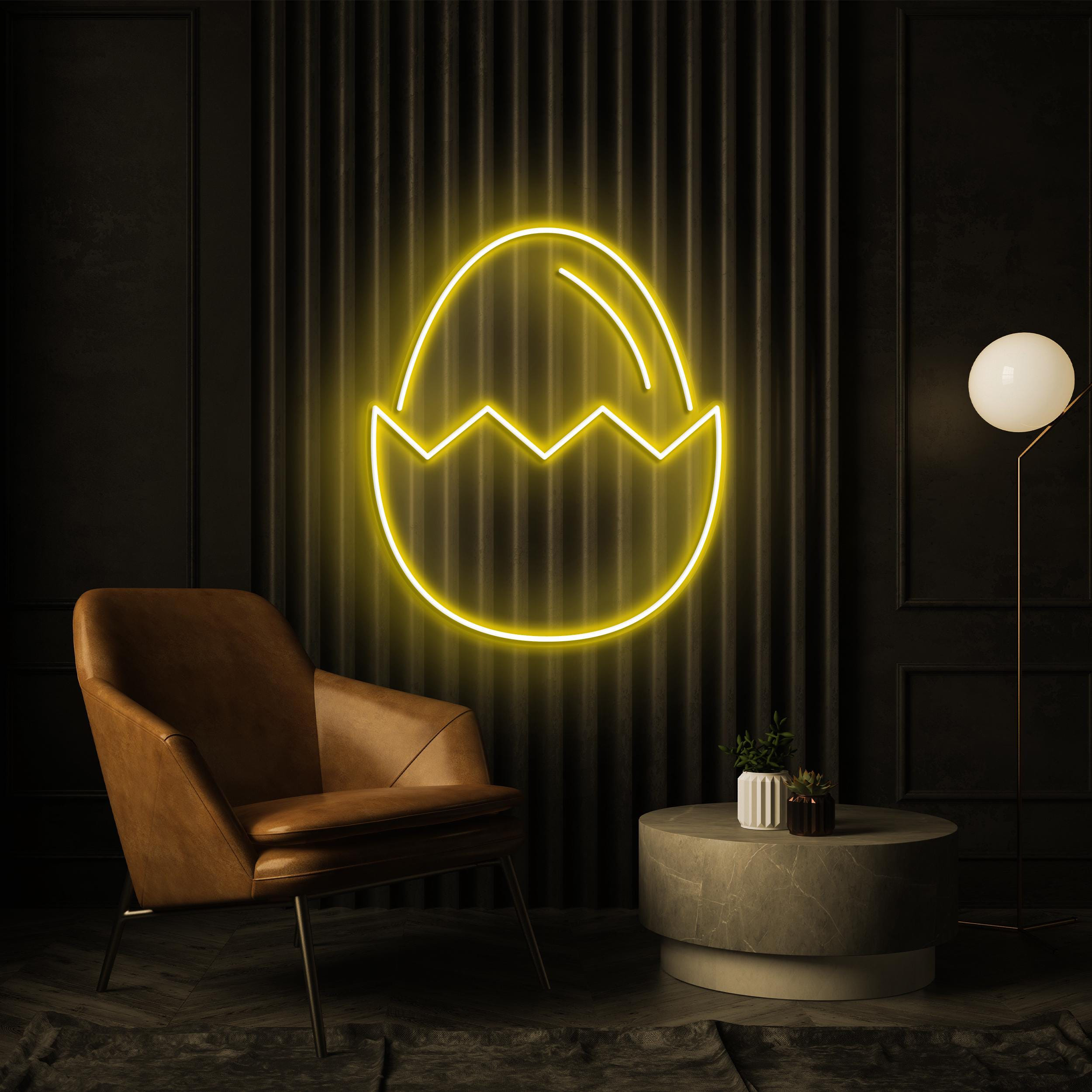 Egg Neon Sign, Egg LED Light, Cracked Egg LED Neon Art, Birds Shop Decor, Cafe Wall Decor, Kitchen Wall Decor, Egg Store Wall Decoration