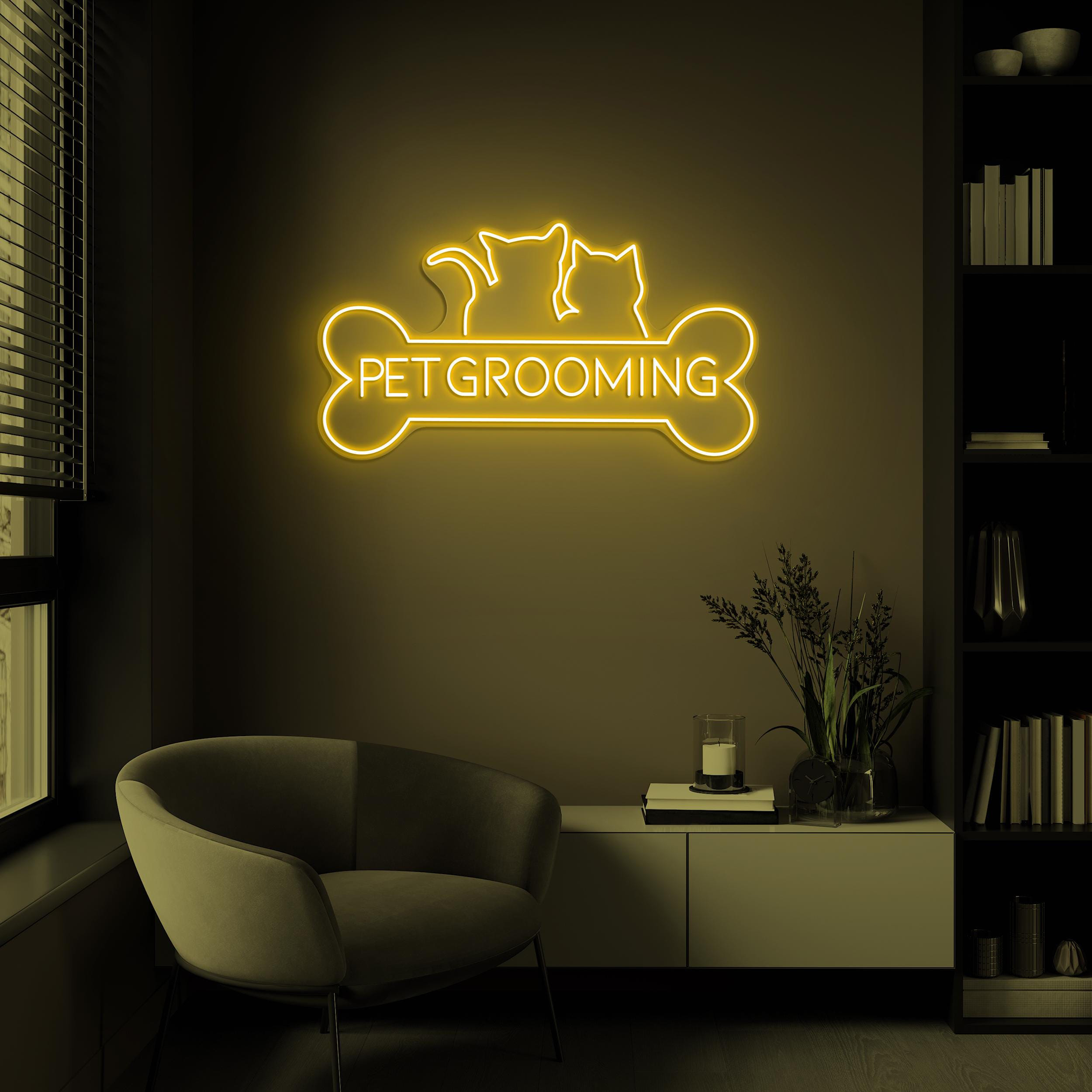 Pet Grooming Neon Sign, Pet Grooming LED Light, Dog Cat Pet Service Decor, Pet Shop Wall Art, Animal Neon Light, Pet Grooming Salon Art