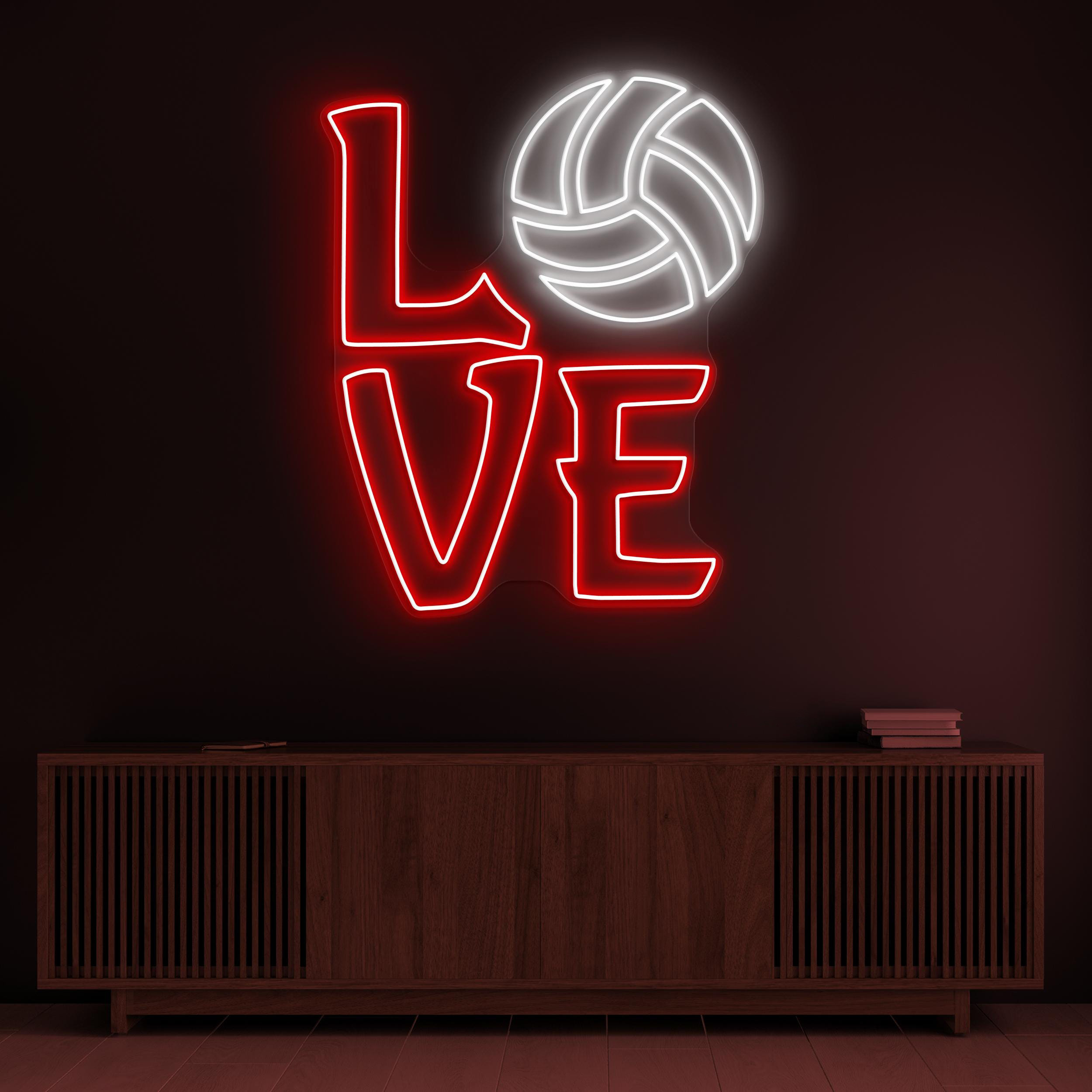 Volleyball Love Neon Sign, Volleyball Love LED Light, Love Logo Wall Decor, Volleyball Lover Gift, Couple Room Neon Light, Sports Shop Decor