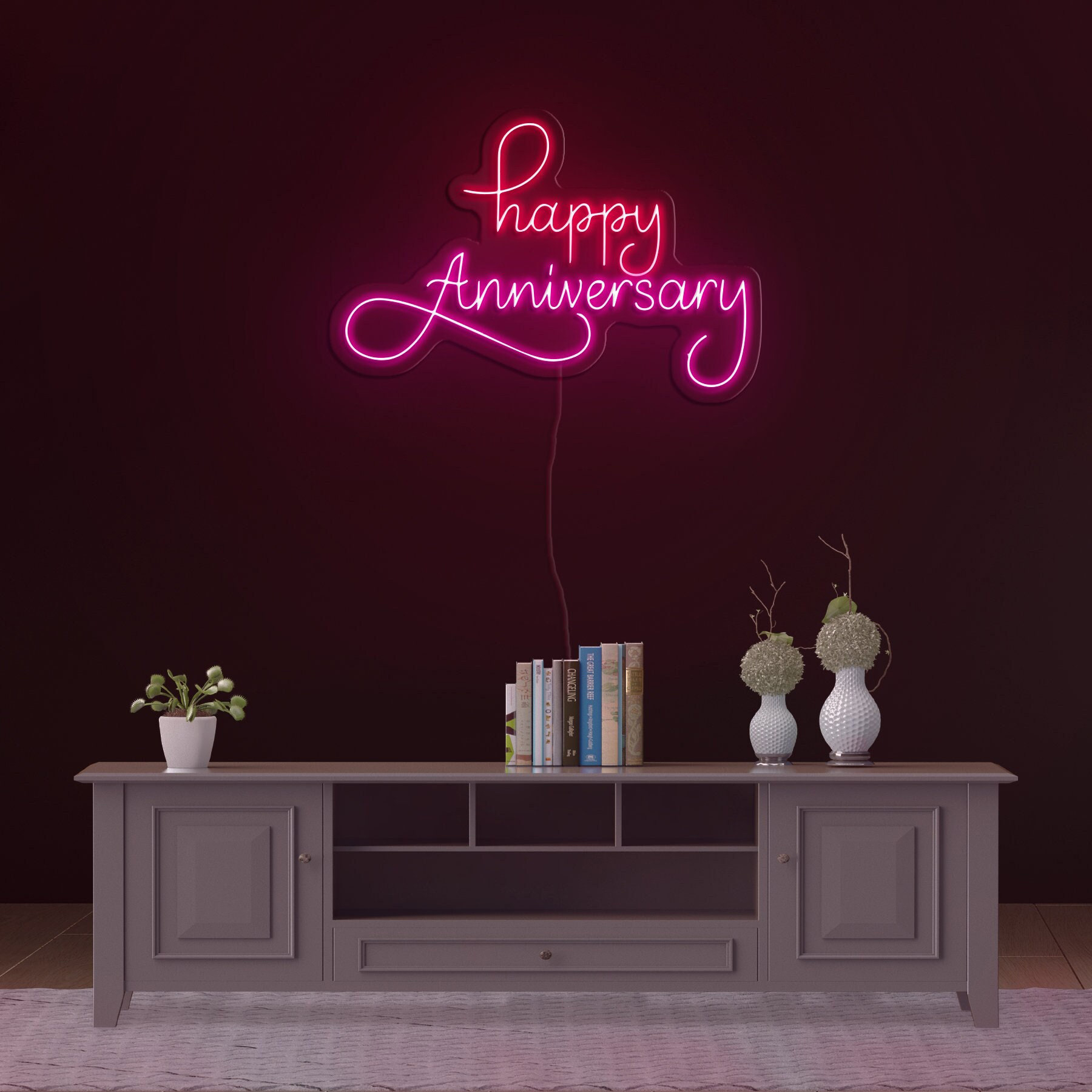Happy Anniversary Neon Sign, Celebrate Love with LED Wall Decor, Gift for Couples, Wife, Husband, Parents, Bedroom or Party Decoration, Gift