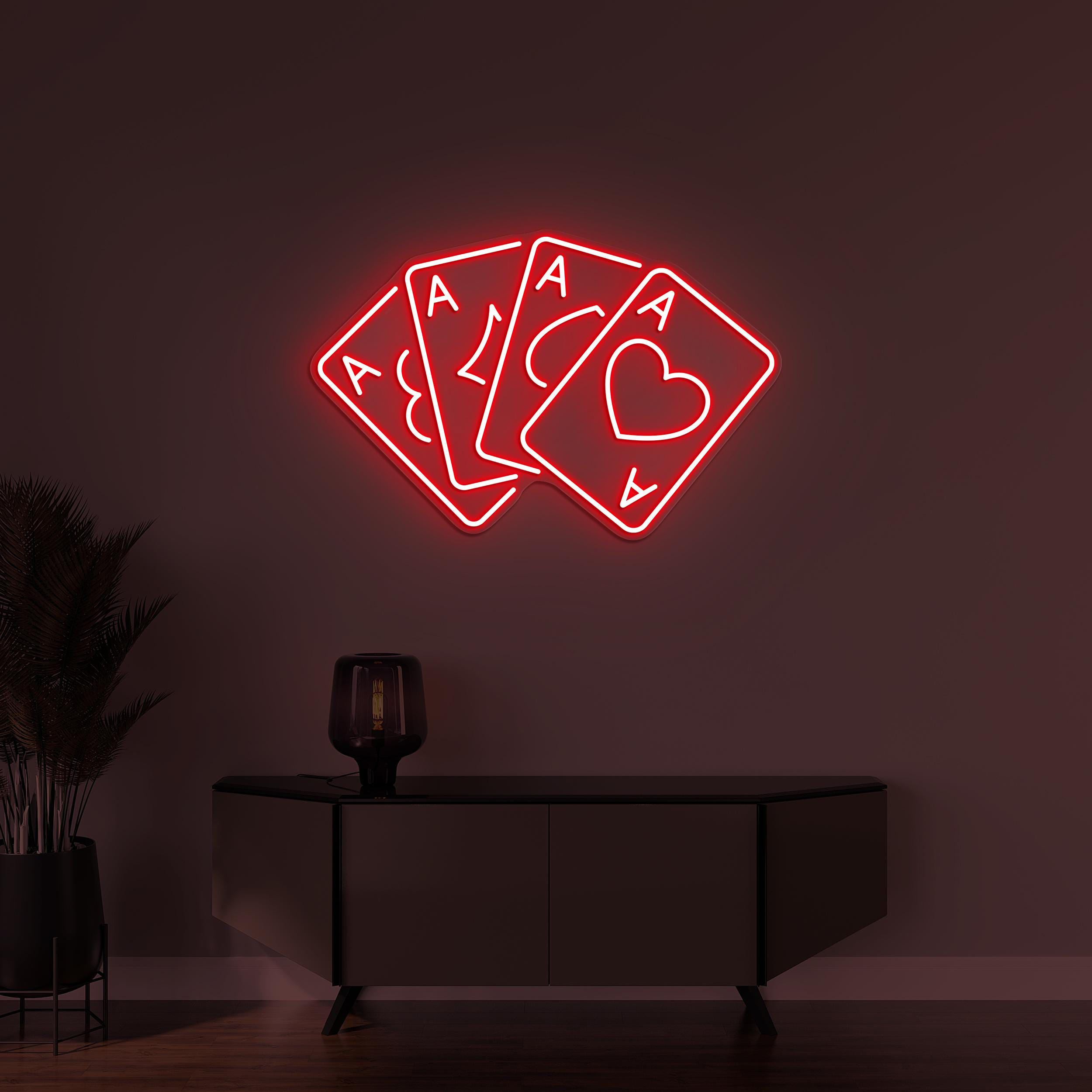 Cards Neon Sign, Pokers Cards LED Light, Gambling Wall Decor, Custom Neon Sign, Game Room Wall Decor, Poker Neon Sign, Card Lover Gift idea