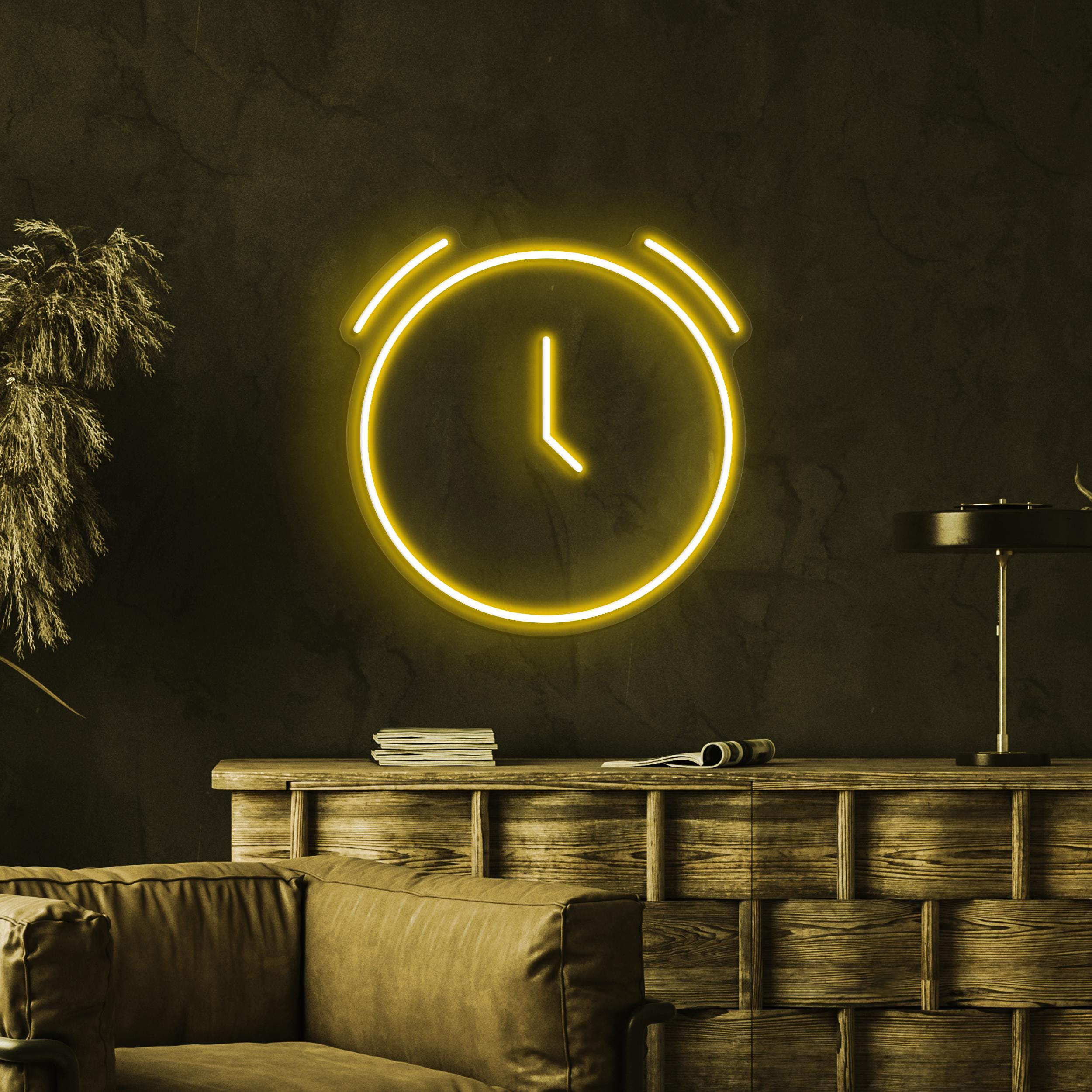Clock Neon Sign, Clock LED Light, Neon Decor for Cafe, Bar, Restaurants, Time Wall Art, Kids Room Neon Light, Gift for Birthday, Custom Sign