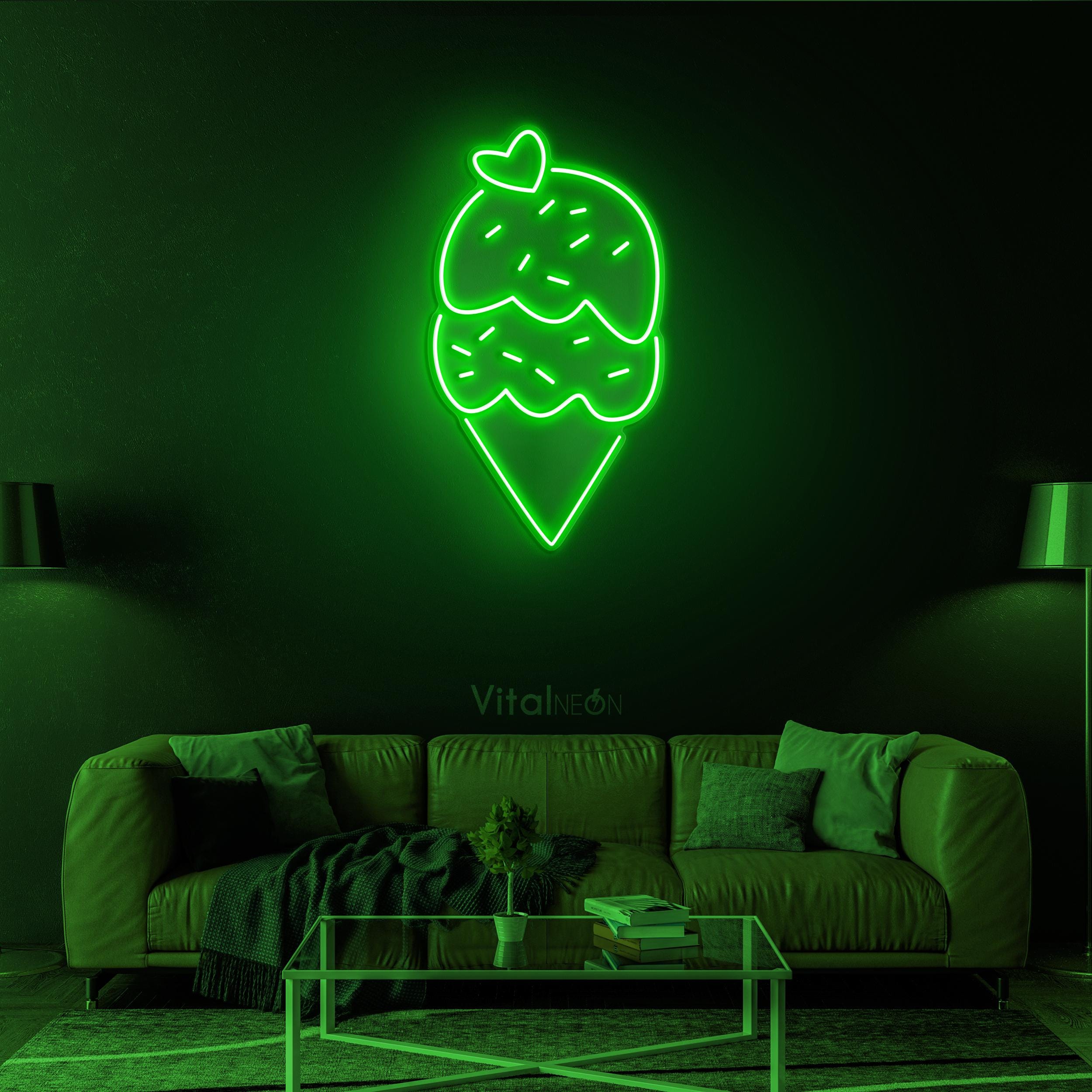 Cone Ice Cream Neon Sign, Cone Ice Cream LED Light, Ice Cream Display, Decor for Ice Cream Shop, Cafe, Bar, Dessert Spot, Ice Cream Wall Art