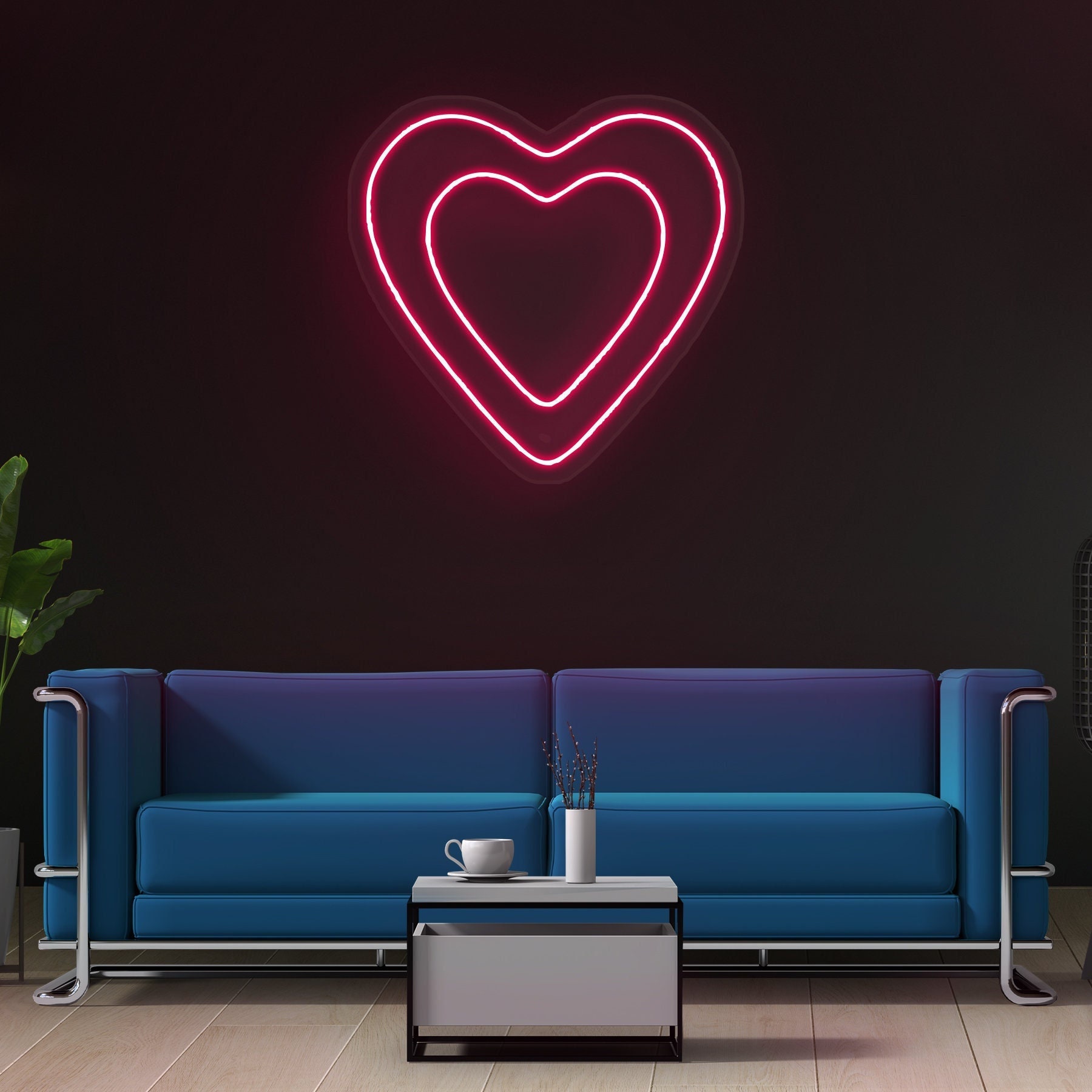 Heart in Heart Neon Sign, Romantic LED Wall Decor, Gift for Lovers, Weddings, Valentine's Day, Heart LED Light for Girl's Room, Party Decor