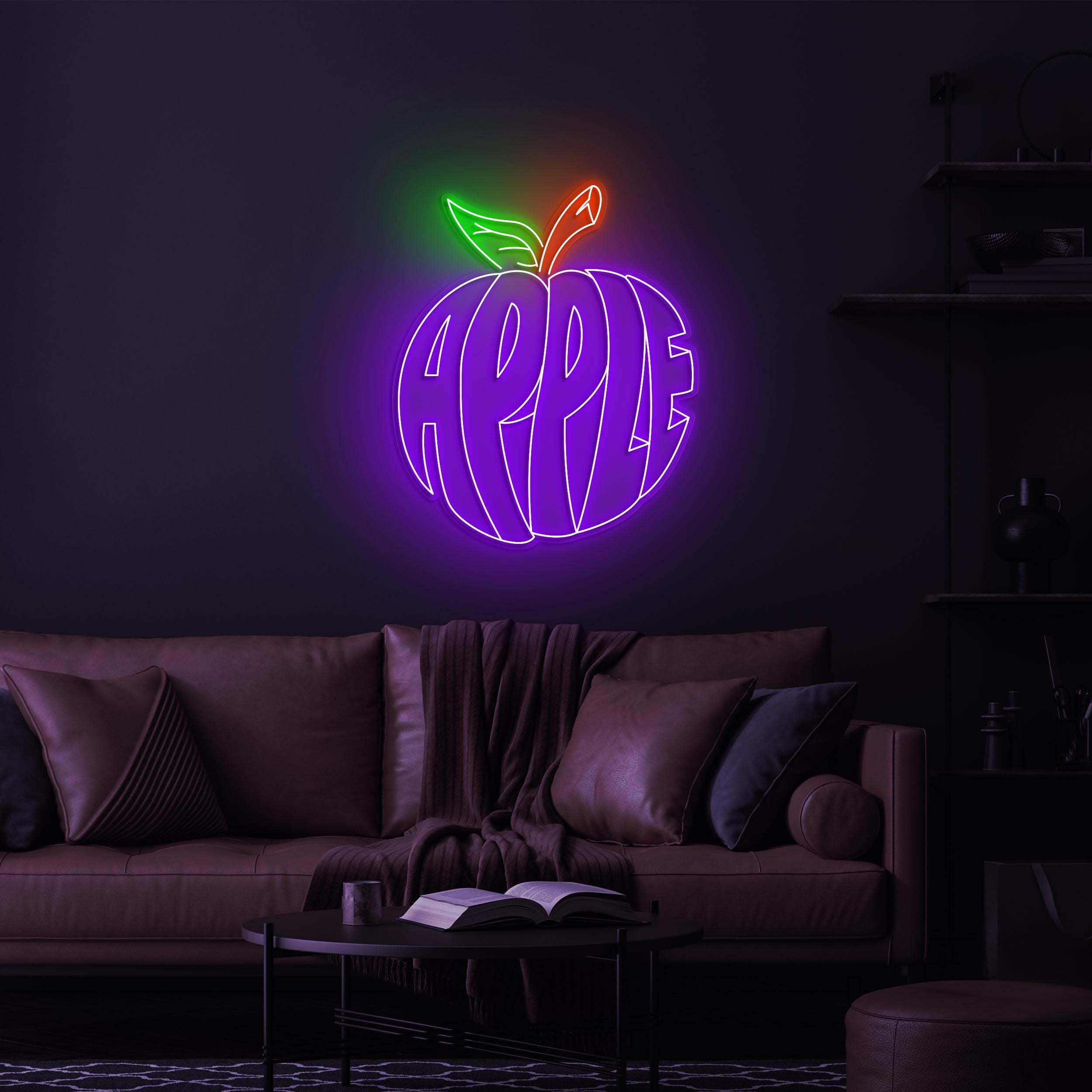 Apple Neon Sign Light, Apple Letter Neon Sign, Apple Fruit Neon for Kitchen, Kids Room Decor, Kawaii Apple Wall Art, Cafe and Bedroom Gift