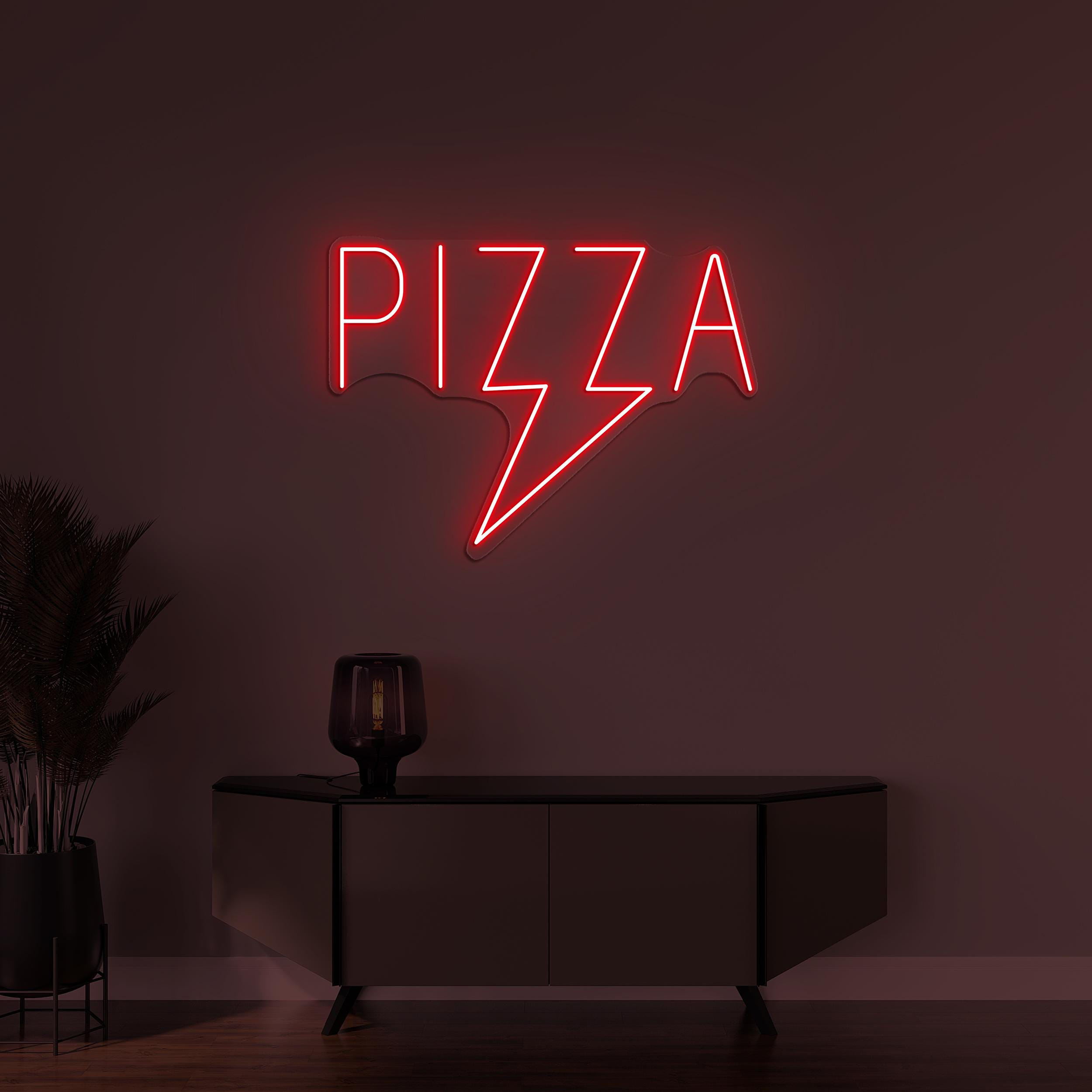 Pizza Neon Sign, Pizza LED Light, Thunder Pizza Wall Decor, Pizza Cafe Neon Sign, Pizza Lover Art, Business Pizza Logo Sign, Restaurant Art