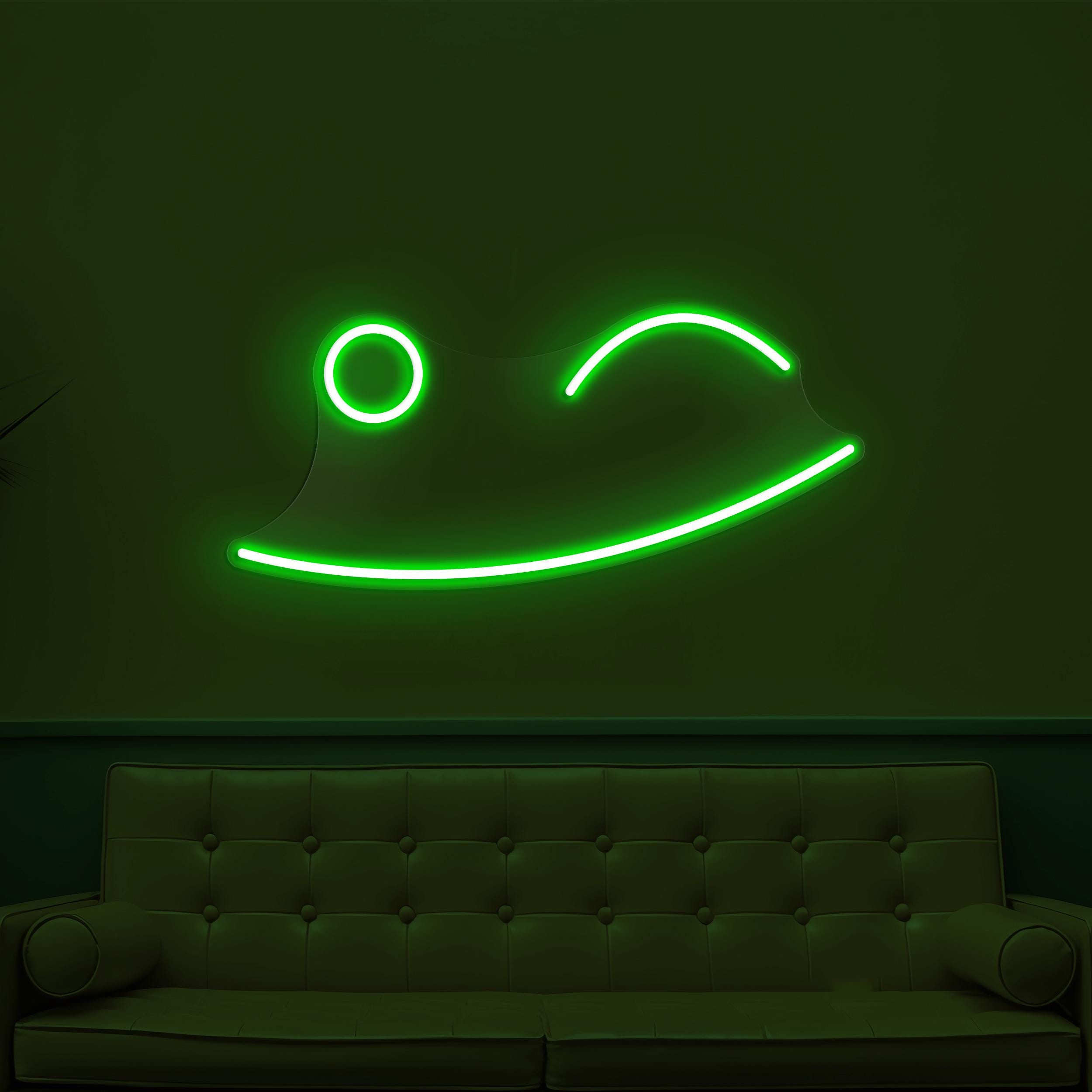 Wink Face Neon Sign, Wink Face LED Light, Winking Emoji Wall Decor, Playful Face Wall Art, Nursery Room Neon Light, Home, Cafe & Bar Decor