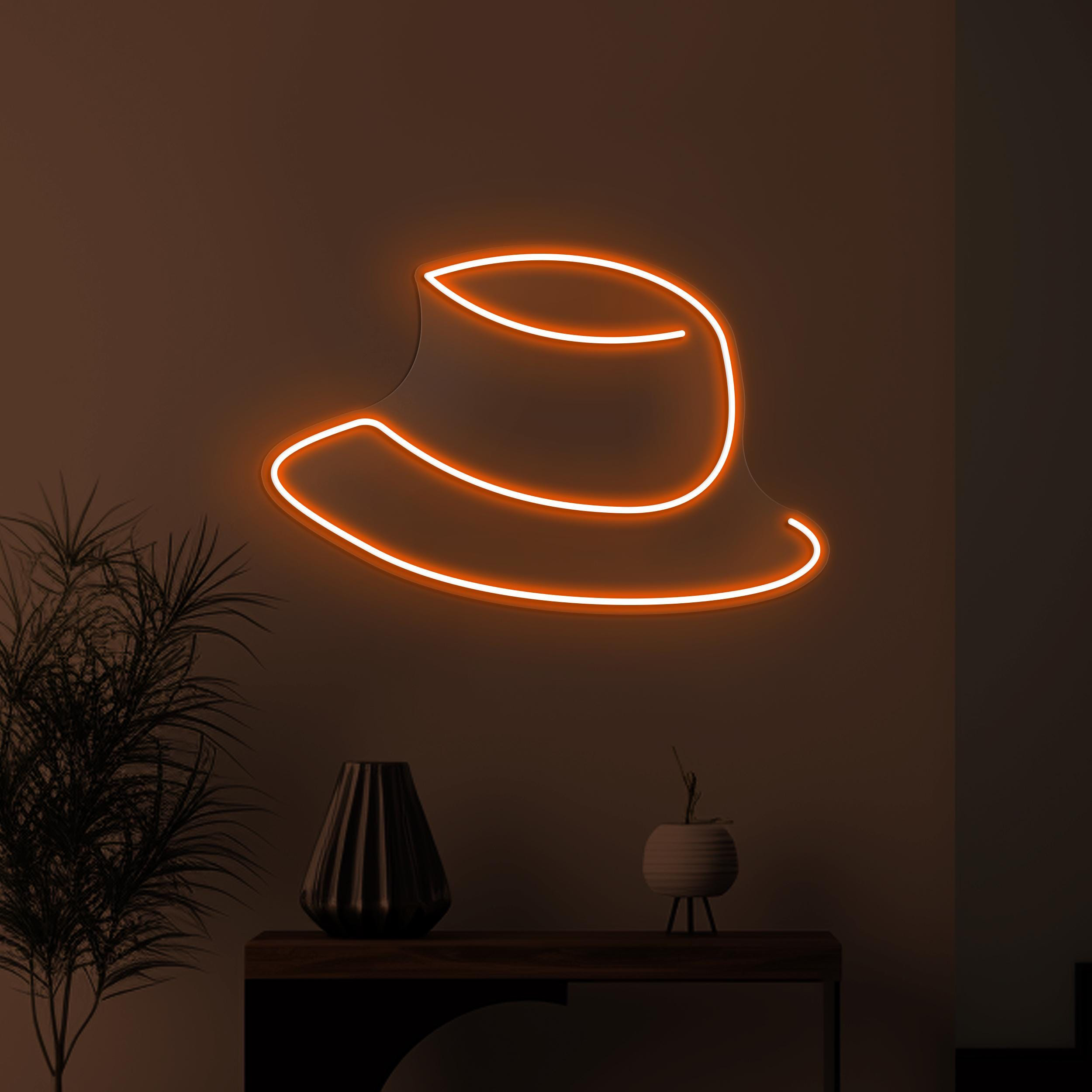 Hat Neon Sign, Hat LED Light, Cowboy Hat Wall Art, Home Wall Decor, Bucket Shape Hat Neon Light, Gallery Led Sign, Western Bar Pub Neon Sign