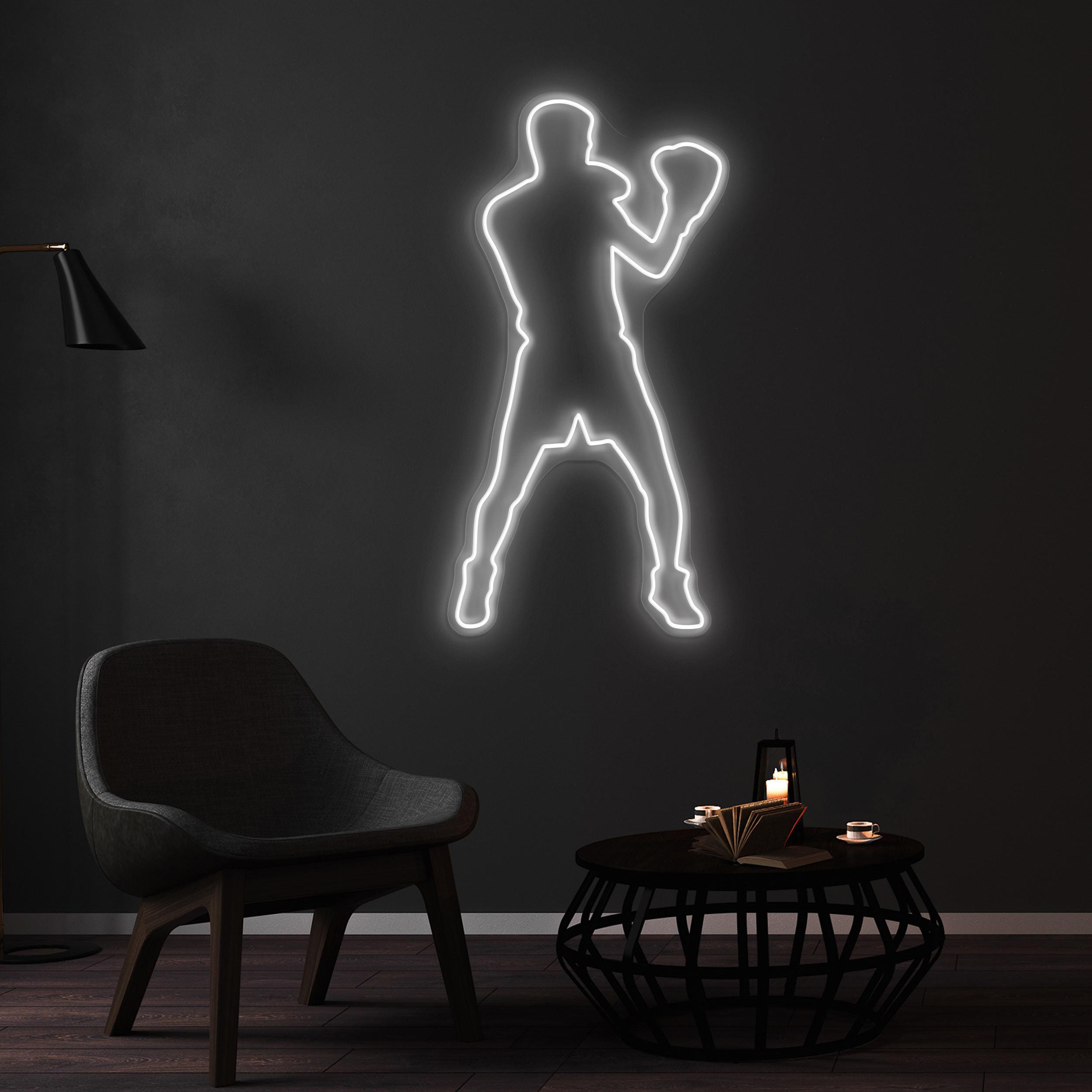 Boxer Neon Sign, Boxer LED Light, Boxer Silhouette Wall Art, Boxer Boy Wall Decor, Boxing Club Neon Light, Custom Neon Sign, Game Room Art