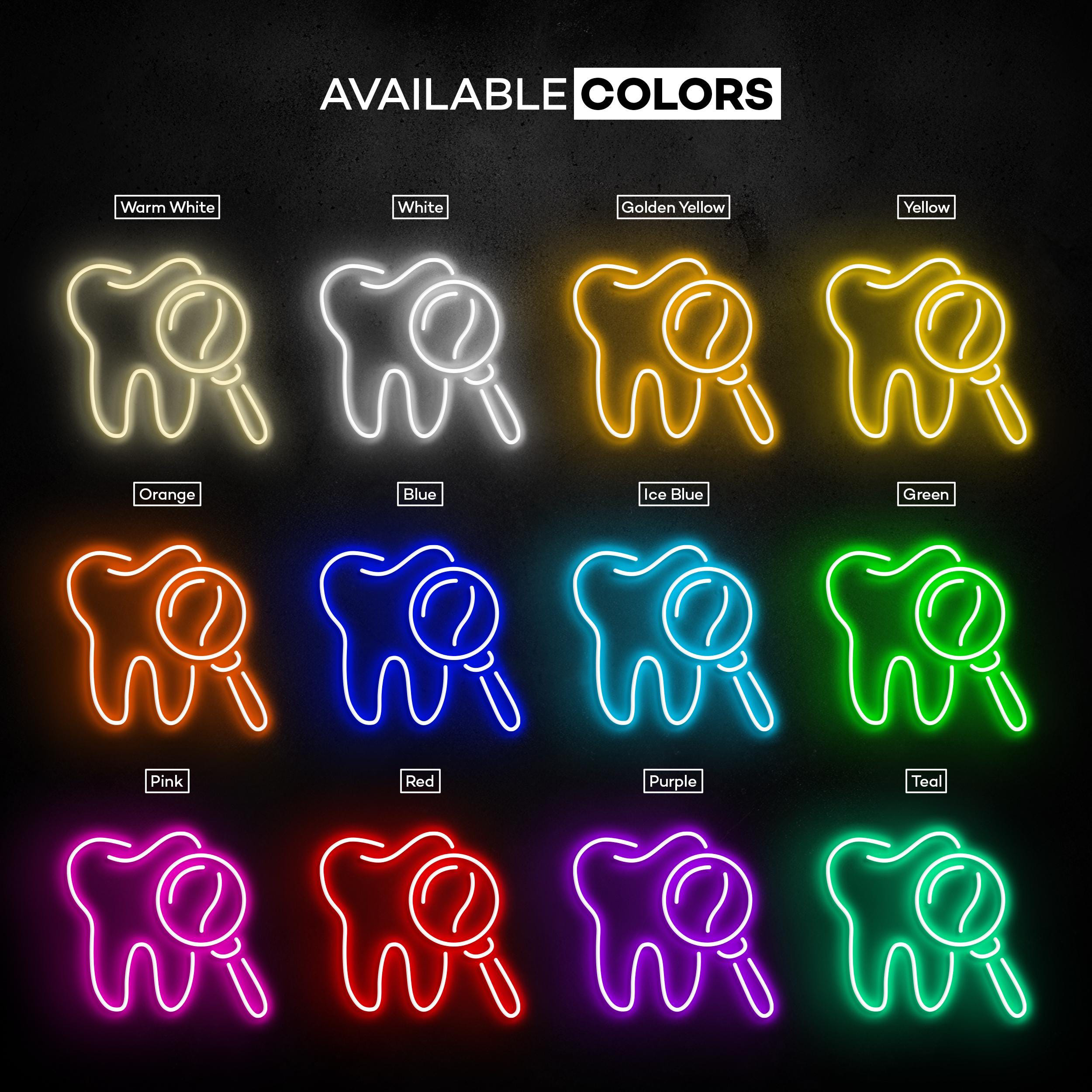 Tooth Neon Sign, Tooth LED Light, Dental Clinic Wall Art, Oral Care Neon Light, Medical Office Wall Decor, Tooth & Magnifying Glass Led Sign