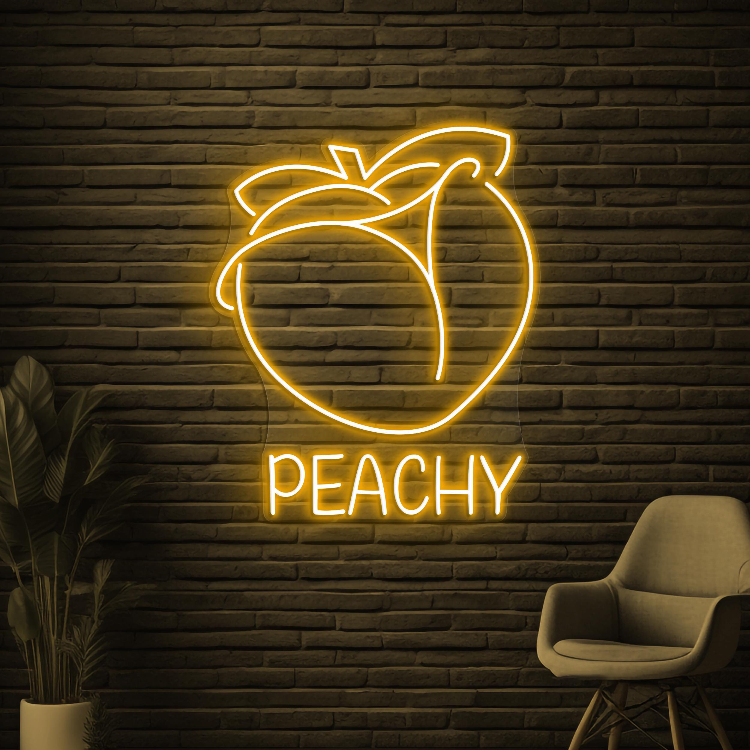 Peachy Neon Sign, Peachy LED Light, Fruit Shop Wall Decor, Peach Garden Wall Art, Peach Fruit Led Sign, Bar Neon Light, Gift
