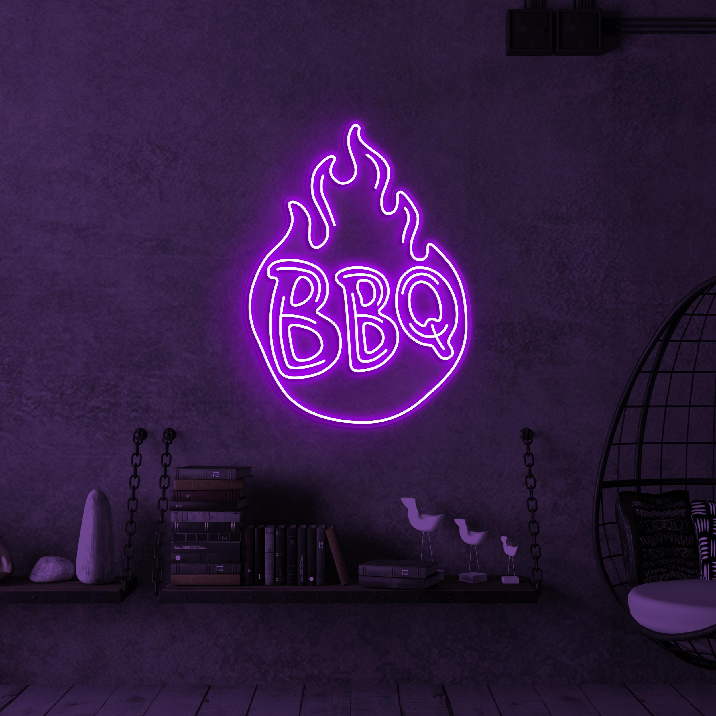 BBQ Neon Sign, BBQ Led Light, Restaurants Wall Decor, BBq Shop Wall Art, Grill Neon Sign, Personalized Grill Bar, Flaming BBQ Neon Art, Gift