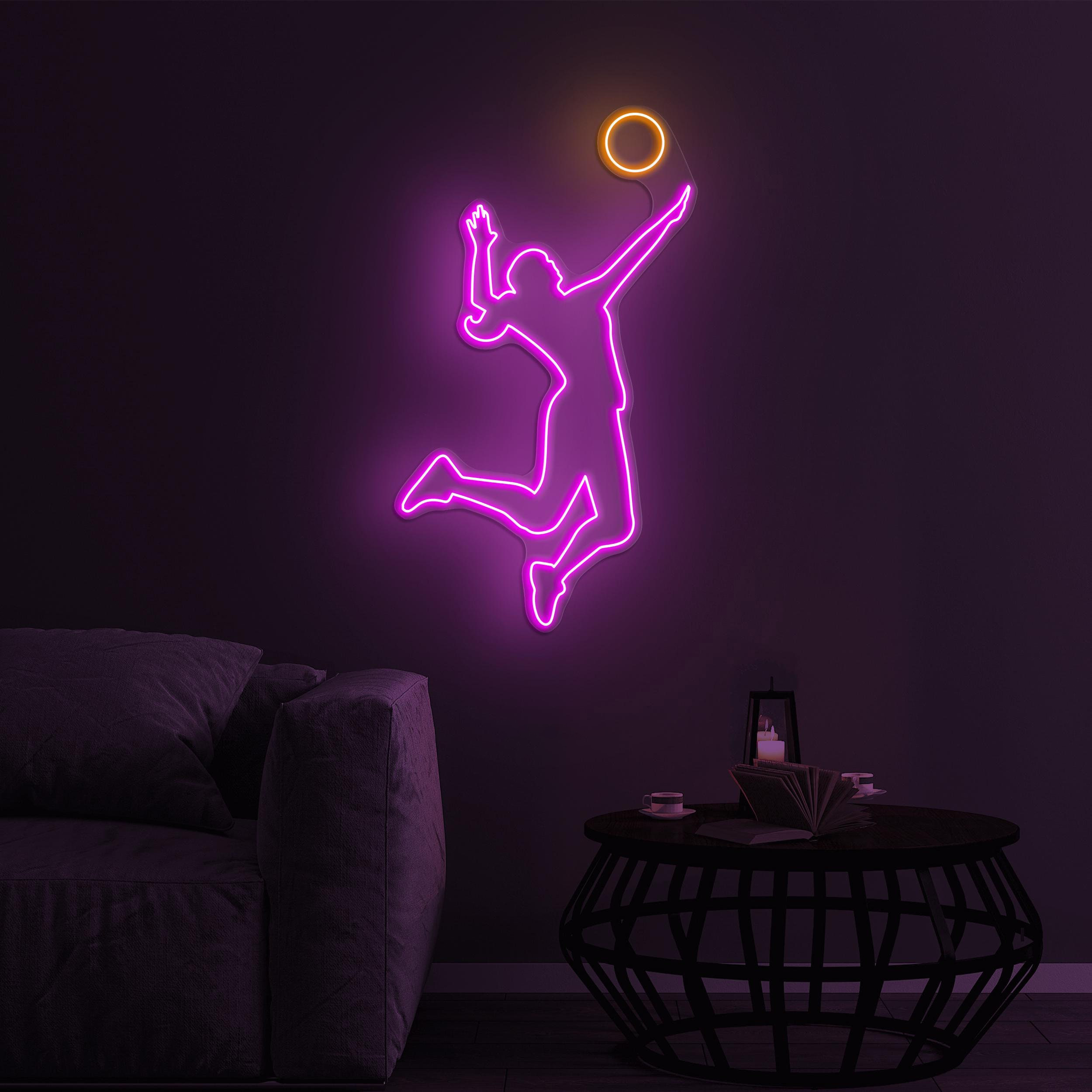 Volleyball Player Neon Sign, Girl With Volleyball LED Light, Home & Sports Shop Decor, Volleyball Player LED Neon Art, Volleyball Club Decor