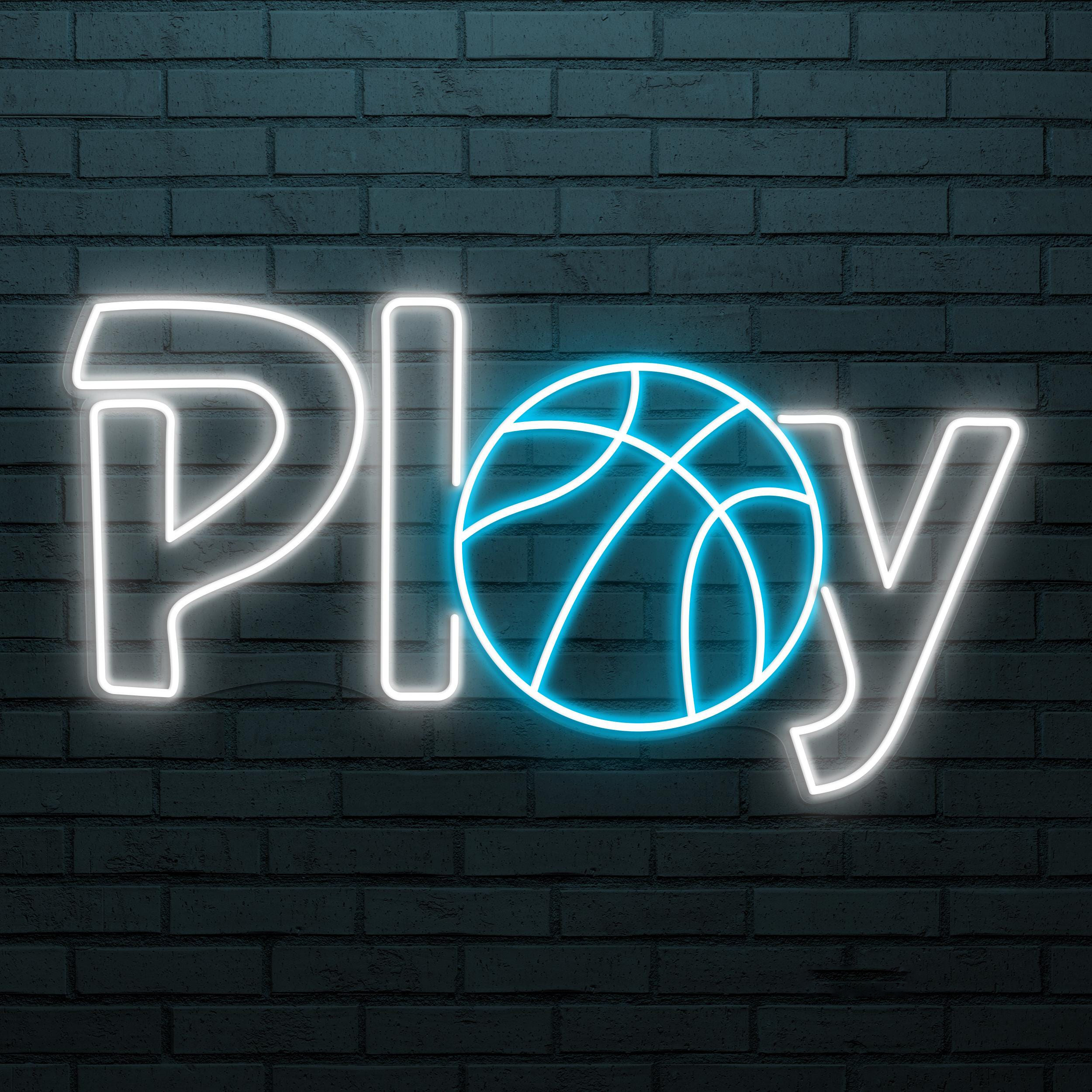 Play Neon Sign, Play LED Light, Basketball Play Wall Decor, Sports Shop Neon Wall Art, Basketball Club Neon Light, Game Room Led Neon Sign