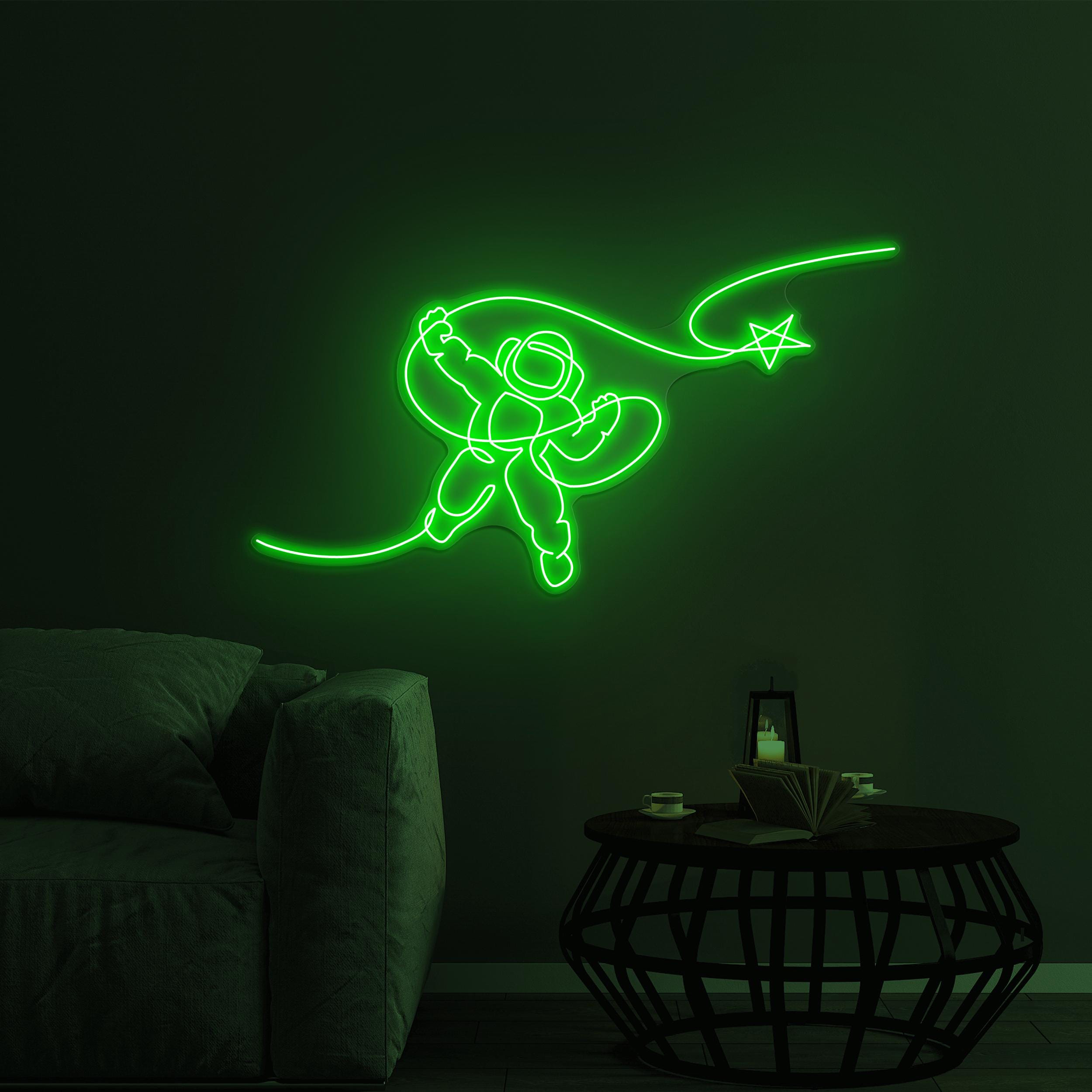 Astronaut Reaching Star Neon Sign, Astronaut Star LED Light, Astronaut Reaching Star LED Art, Home Wall Sign, Game Room Art, Astronaut Lover