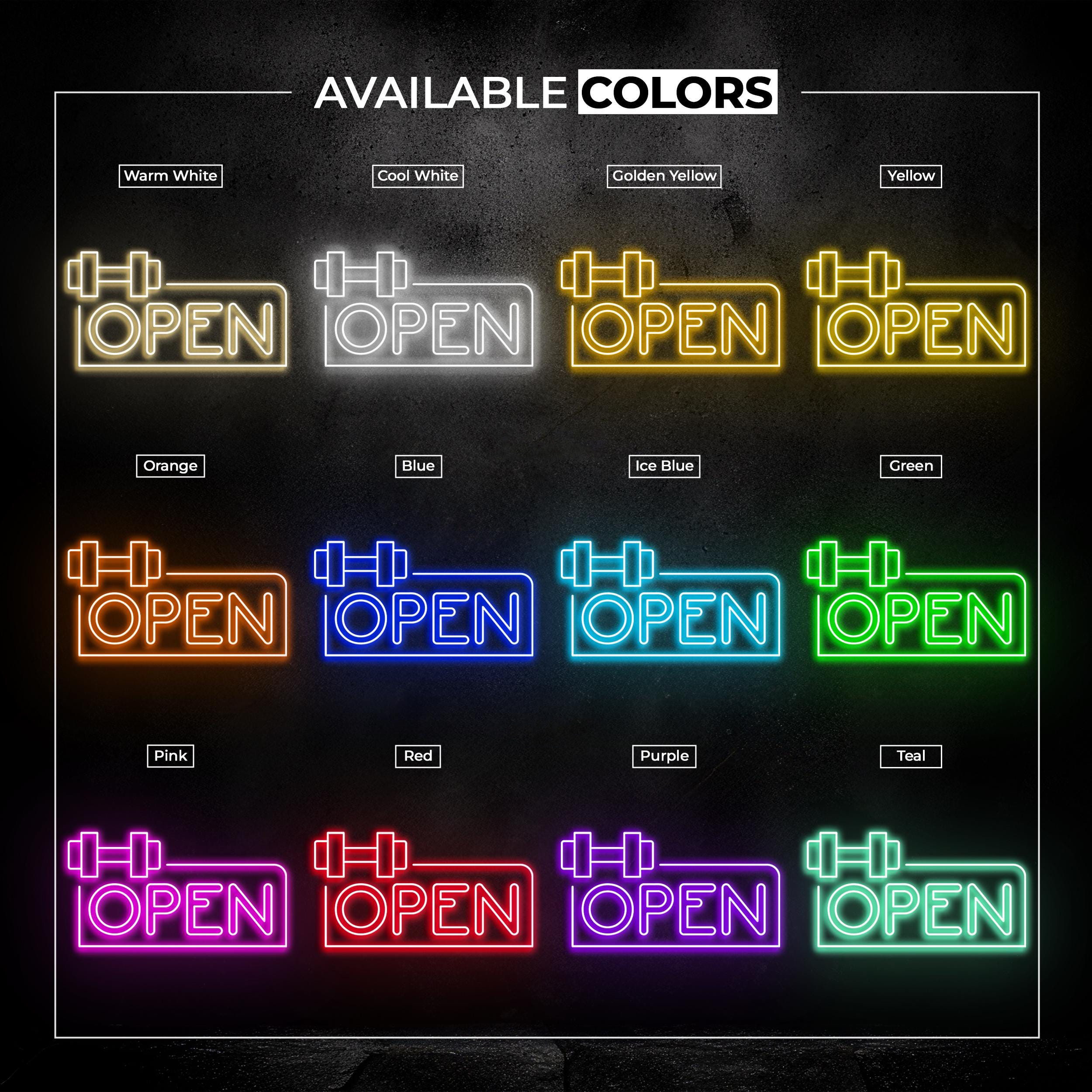 Open Gym Neon Sign, Open Gym LED Light, Gym Wall Decor, Gym Time Wall Light, Gym Room Neon Sign, Dumbbell Wall Decor, Business Logo Sign
