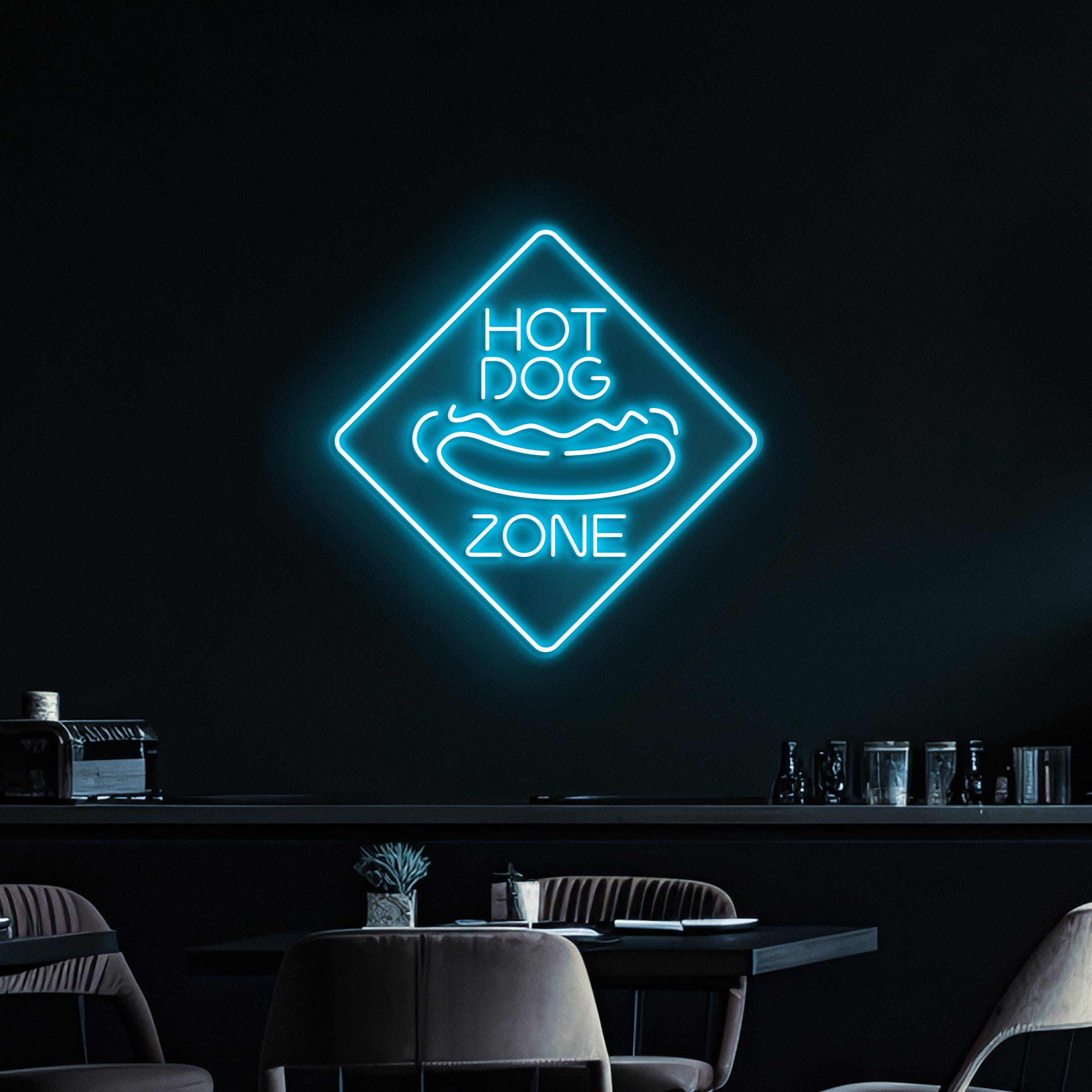 Hot Dog Zone Neon Sign, Hot Dog Zone LED Light, Fast Food Area Wall Decor, Party Neon Sign, Gift For Hot Dog Lovers, Restaurant Neon Light