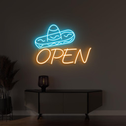 Sombrero hat Open Neon Sign, Mexican Hat LED Light, Custom Neon Sign, Restaurants Wall Decor, Open Shop Wall Art, Business Logo Wall Sign