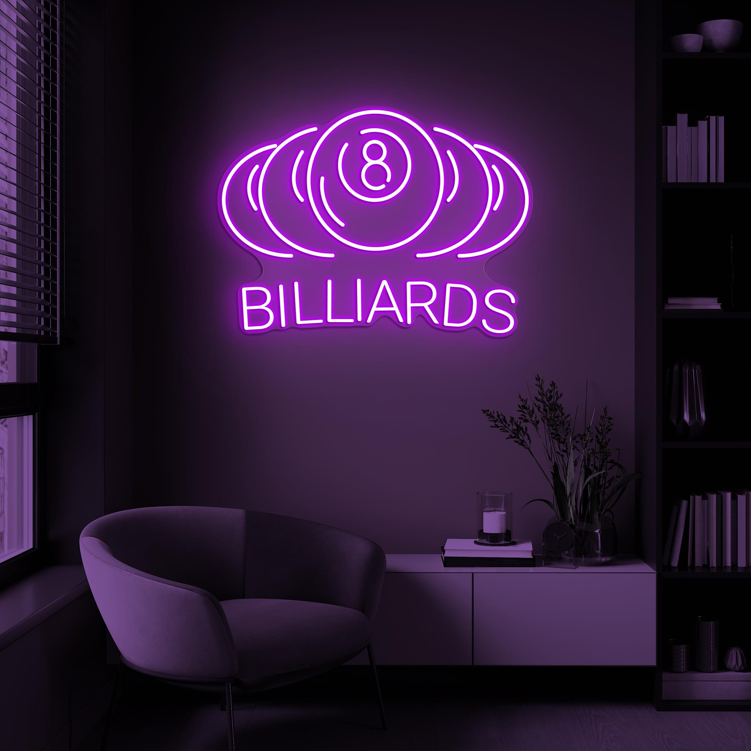 Billiard Neon Sign, Billiard Pool Neon Sign, Billiard 8-Ball Wall Decor, Billiard Club Wall Art, Pool Table Light, Sports Shop Wall Decor