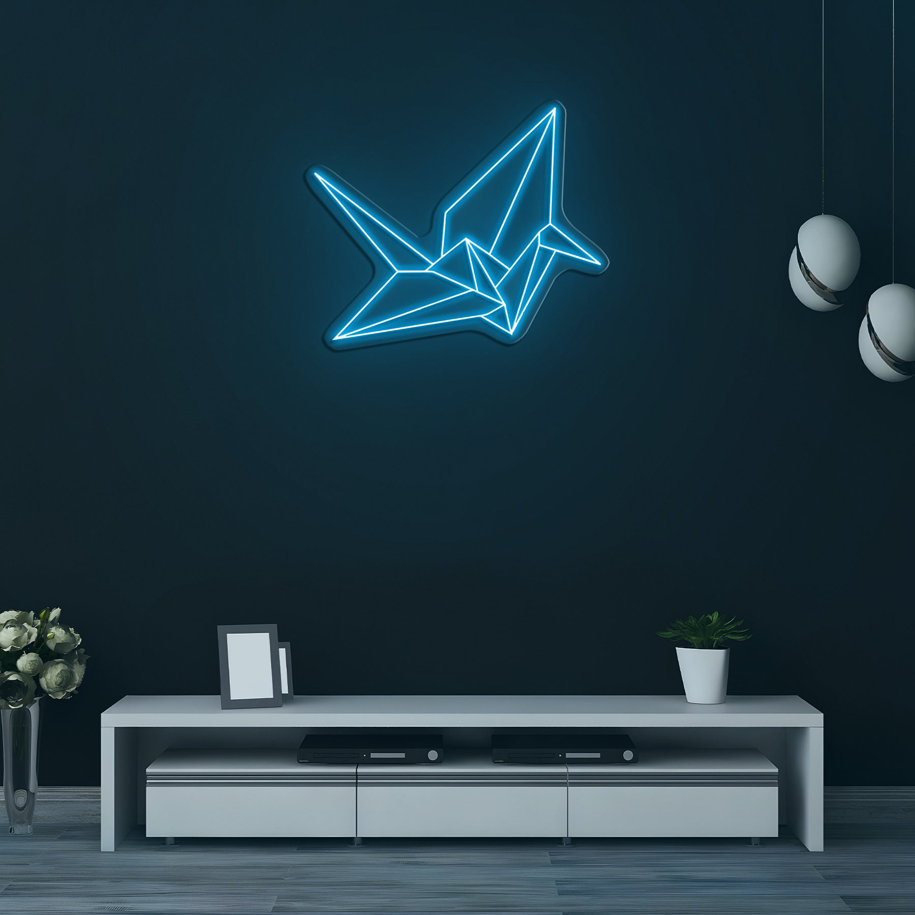 Origami Swan Neon Sign, Swan Wall Art, LED Decor, Origami Bird Light, Custom Neon Sign, Room decor, Unique Home Decor Paper Crane Neon Light