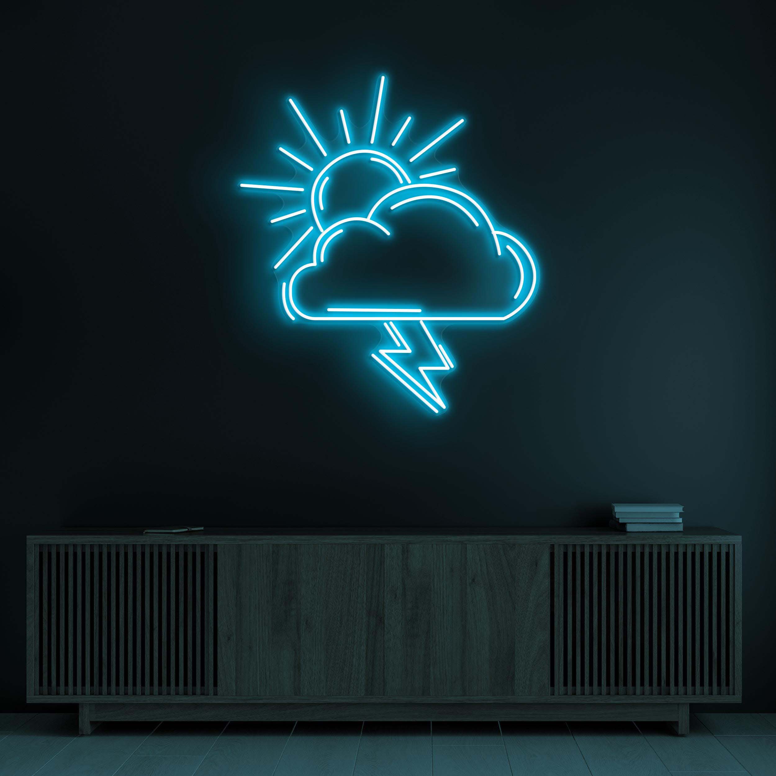 Sun and Cloud Neon Sign, Lightning Bolt LED Light, Home Neon Light, Bedroom Wall Art, Weather Wall Decor Art, Cloud Neon Sign, Gift Idea
