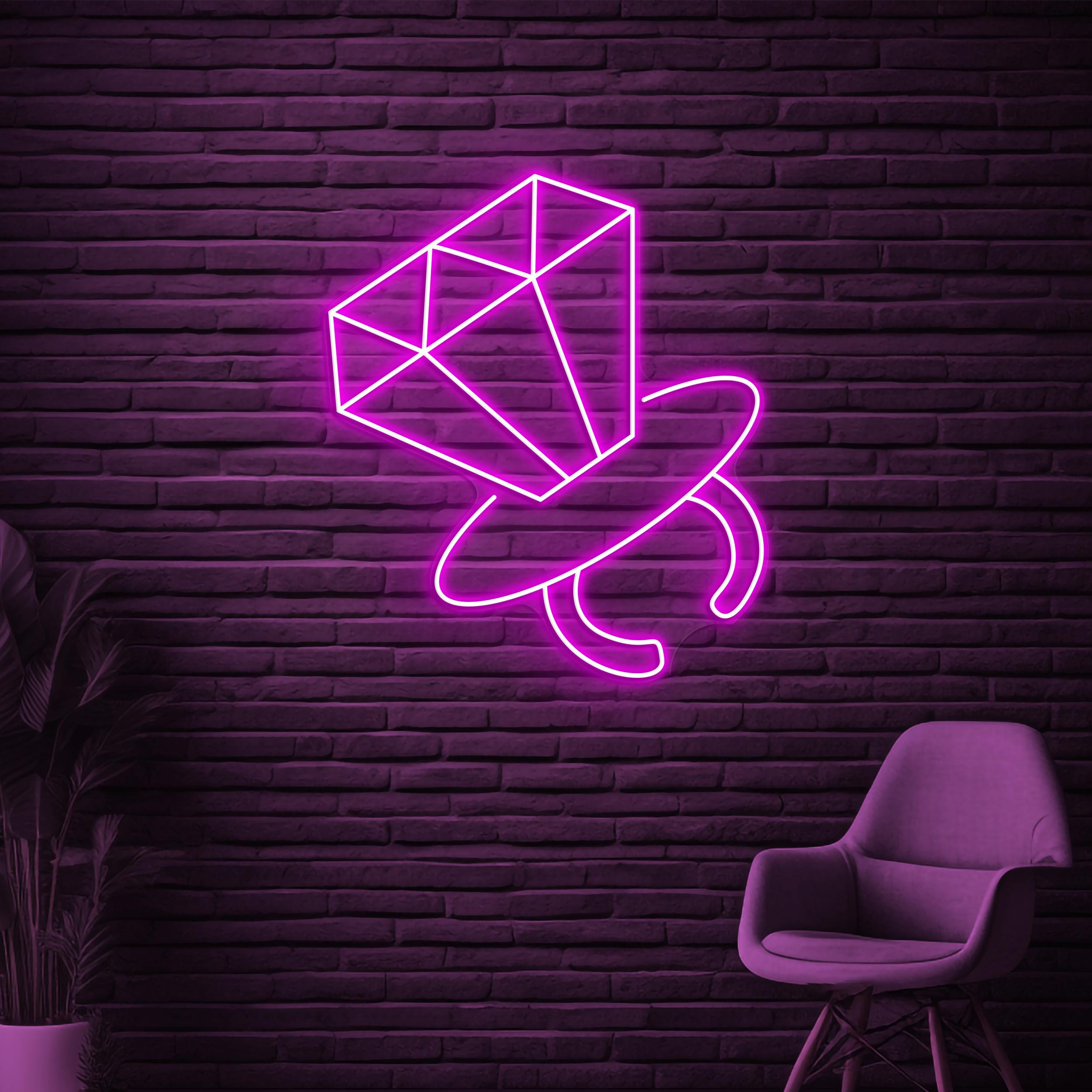 Diamond Ring Neon Sign, Diamond Ring LED Light, Engagement Ring Wall Decor, Romantic Wall Art, Decor for Engagement Party, Gift For Couple