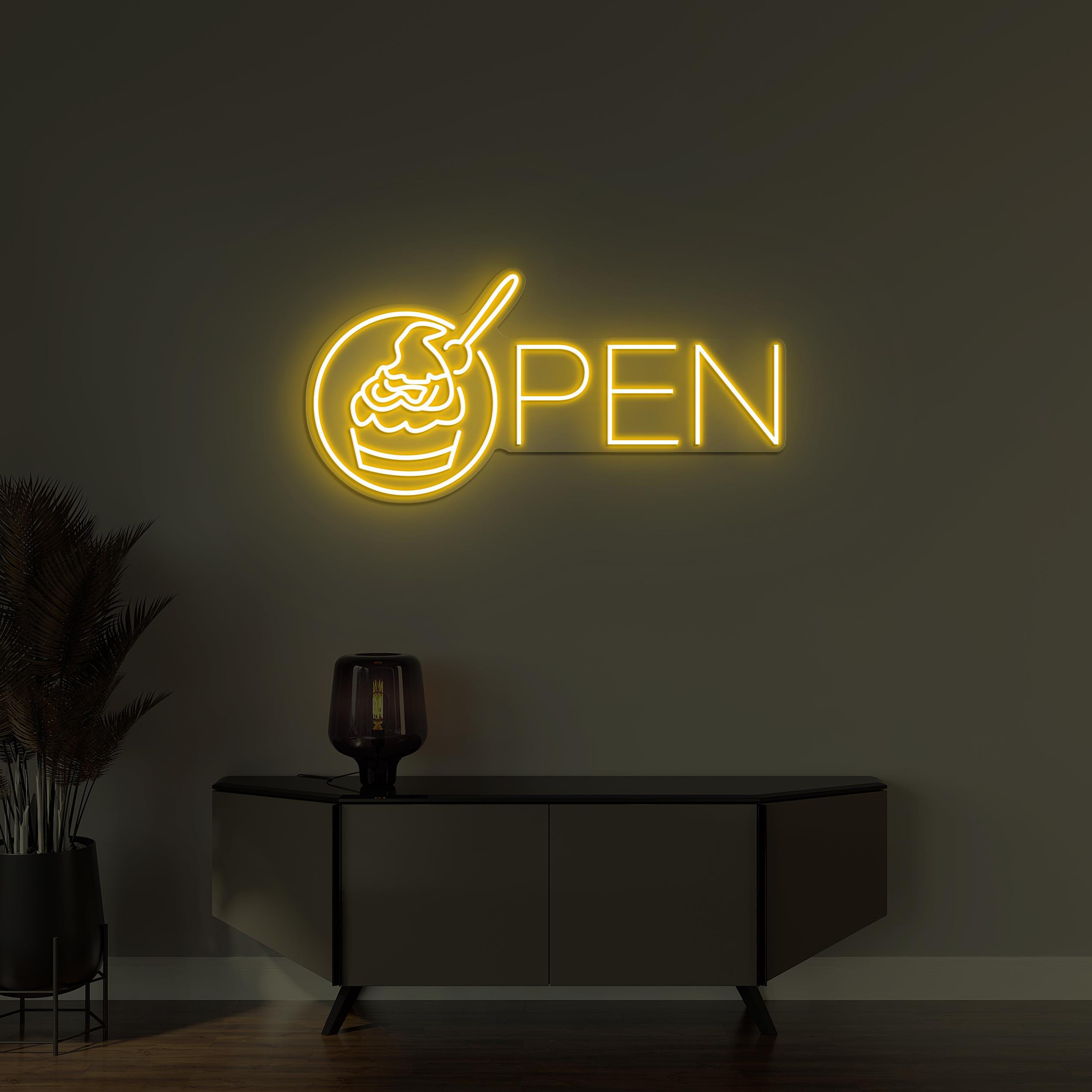Cupcake Open Neon Sign, Cupcake Open LED Light, Cake Shop Wall Art, Business Logo Sign, Sweet Shop Neon Art, Dessert Shop Decor, Custom Sign