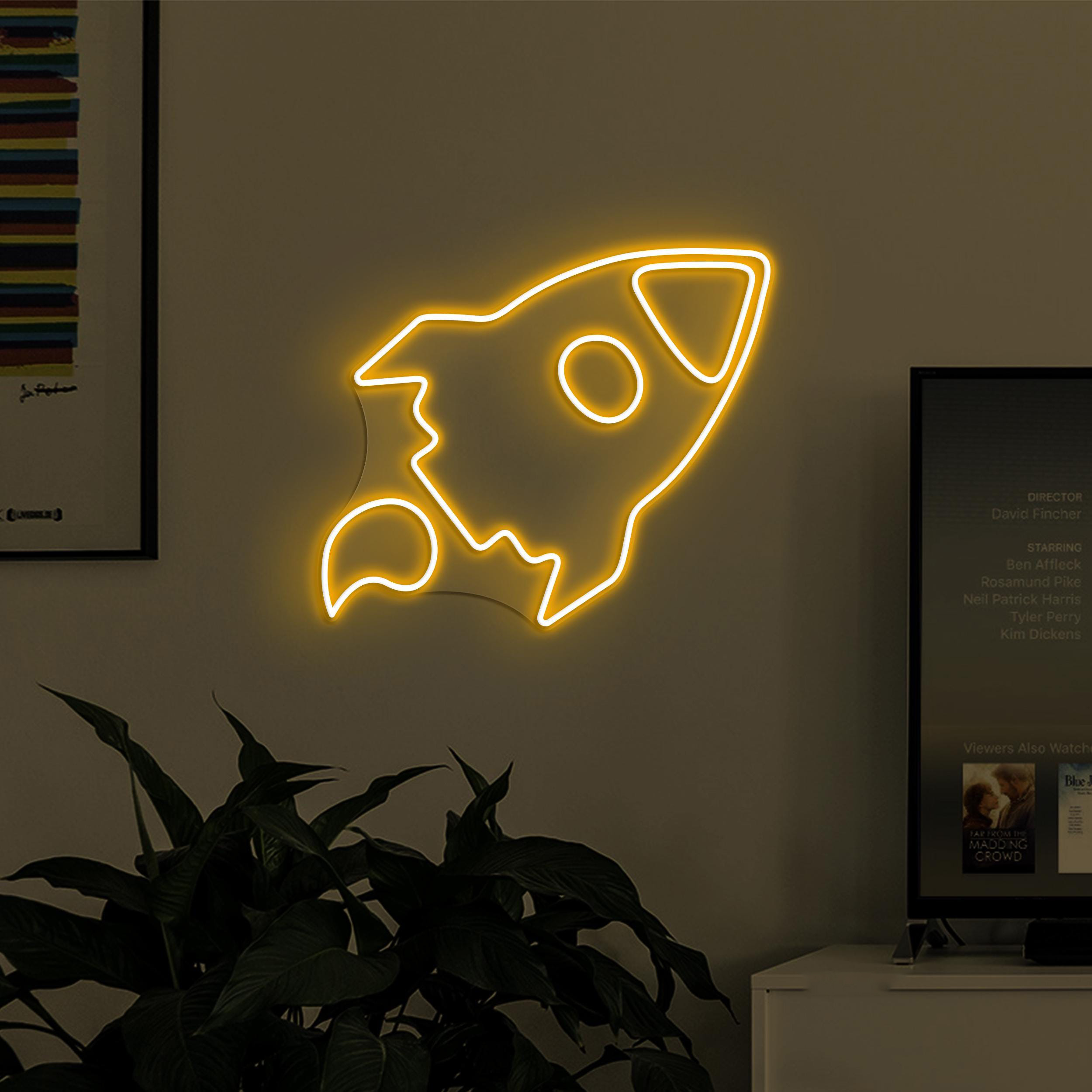 Rocket Neon Sign, Rocket LED Light, Space Exploration Wall Decor, Space Ship Wall Art, Kids Room Neon Light, Game Room Wall Art, Home Decor