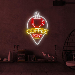 Coffee Point Neon Sign, Coffee Point LED Light, Coffee Cup Wall Decor, Flaming Coffee Cup Neon Sign, Coffee Logo Neon Art, Coffee Shop Decor