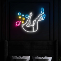 Falling Into Space Neon Sign, Space Theme Wall Art, Creative LED Neon Sign for Game Room, Space Head Decor, Room & Wall Light, Gift Idea