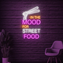 Street Food Neon Sign, In the Mood for Street Food Art, Restaurant Wall Decor, Street Food Shop Wall Art, Fast Food Restaurant Led Light