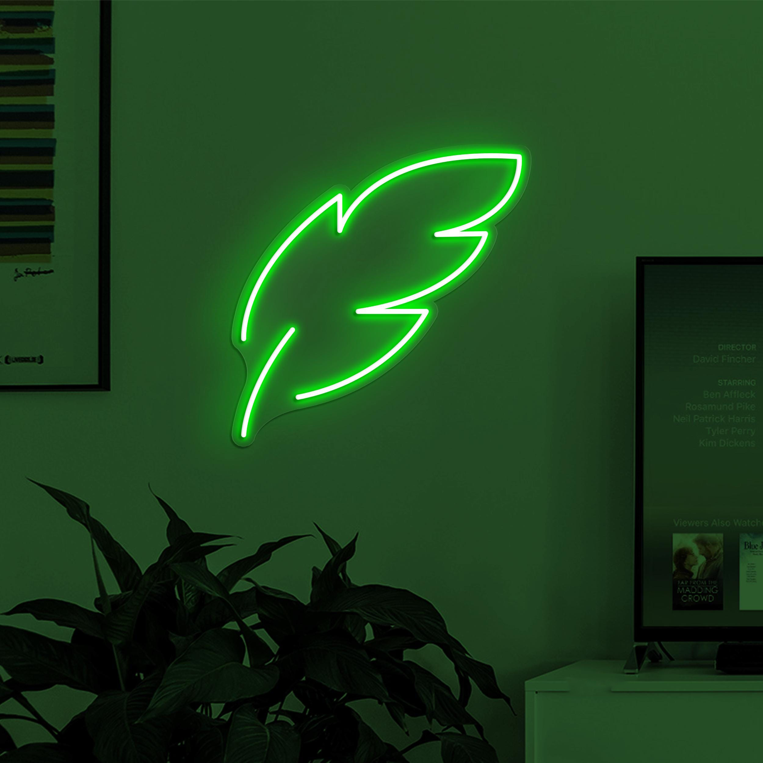 Feather Neon Sign, Feather LED Light, Home Wall Decor, Leaf Wall Art, Nature Neon Sign, Bedroom Neon Light, Minimalist Neon Art, Custom Sign