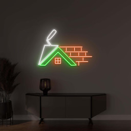 House and Tools Neon Sign, House With Tools LED Light, Work Tools Wall Decor, Construction House Wall Art, Custom Neon Sign, Led Neon Art,