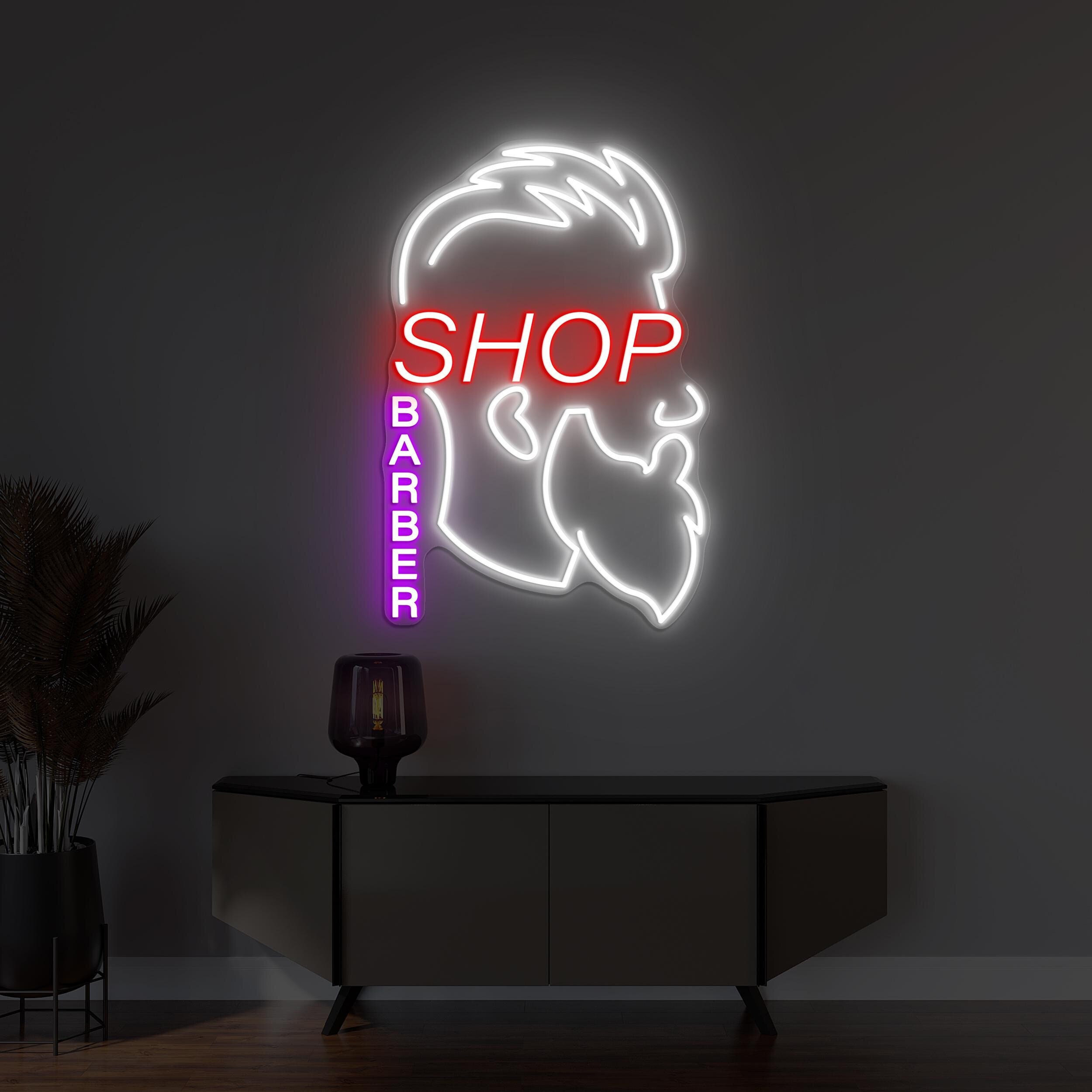 Barber Shop Neon Sign, Barber Shop LED Light, Barber Shop Wall Decor, Custom Neon Sign, Barber Pole Neon Sign, Boy Hair Saloon Wall Art