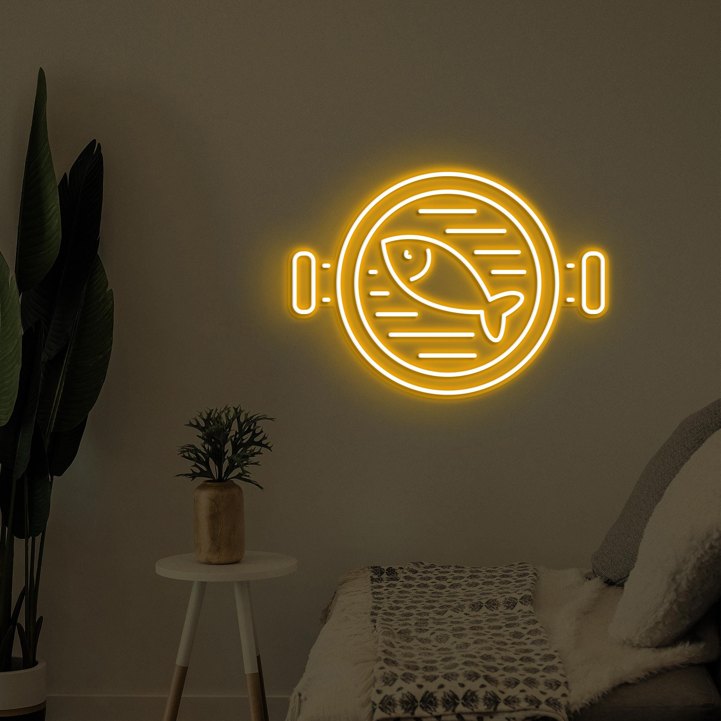 Fish in Pan Neon Sign, Fish in Pan LED Light, Seafood Restaurant Wall Art, Cooking Fish Neon Sign, Kitchen Wall Decor, Gift For Fish Lover