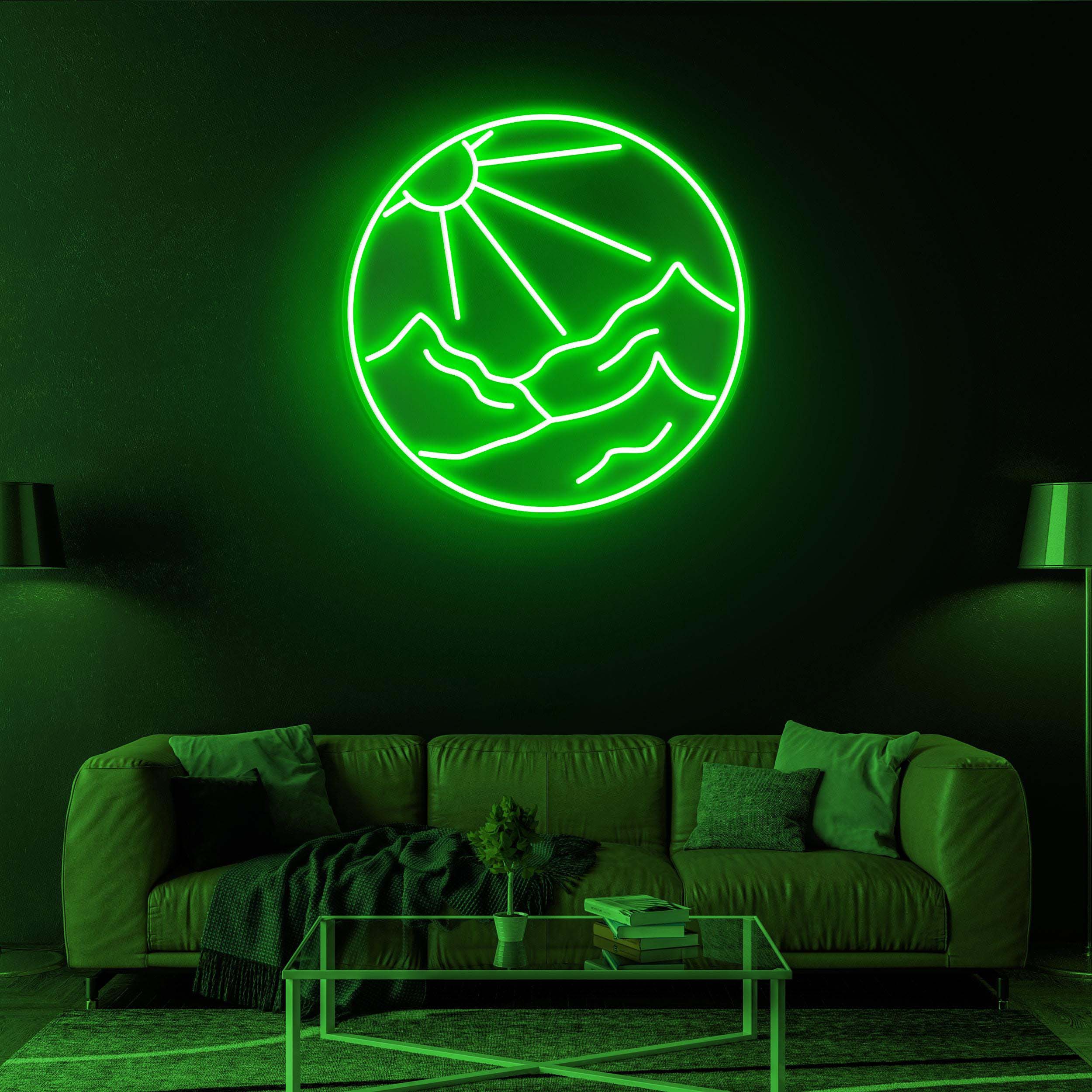 Sun and Mountains Neon Sign, Sun and Mountains LED Light, Sun and Mountains Neon Art, Decor for Home, Cafe & Game Room, Custom Neon Sign