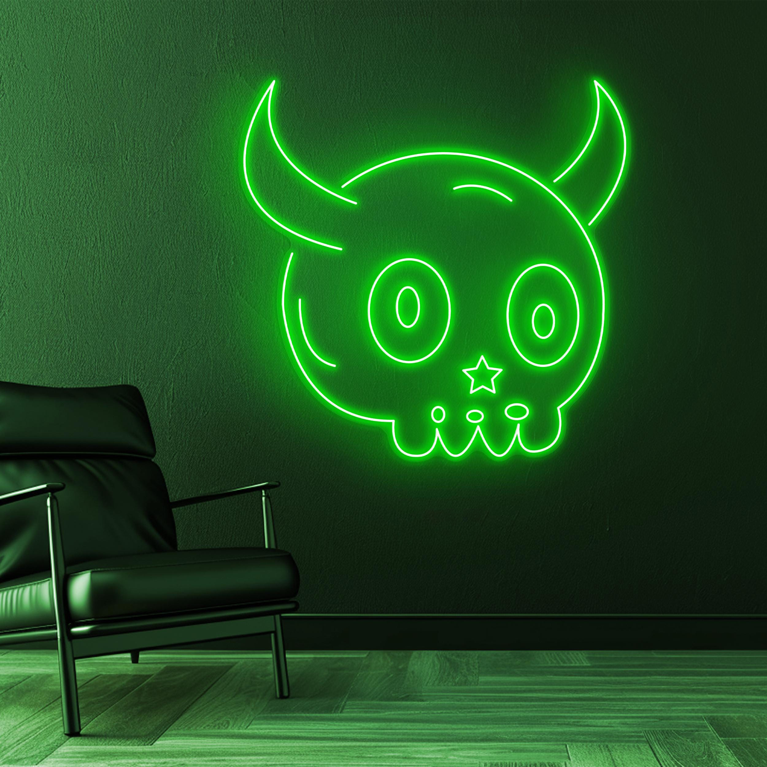Devil Skull Neon Sign, Devil Skull LED Light, Devil horns Neon Art, Led Skull Wall Decor, Ghost Party Decor, Home Decor, Game Room Light