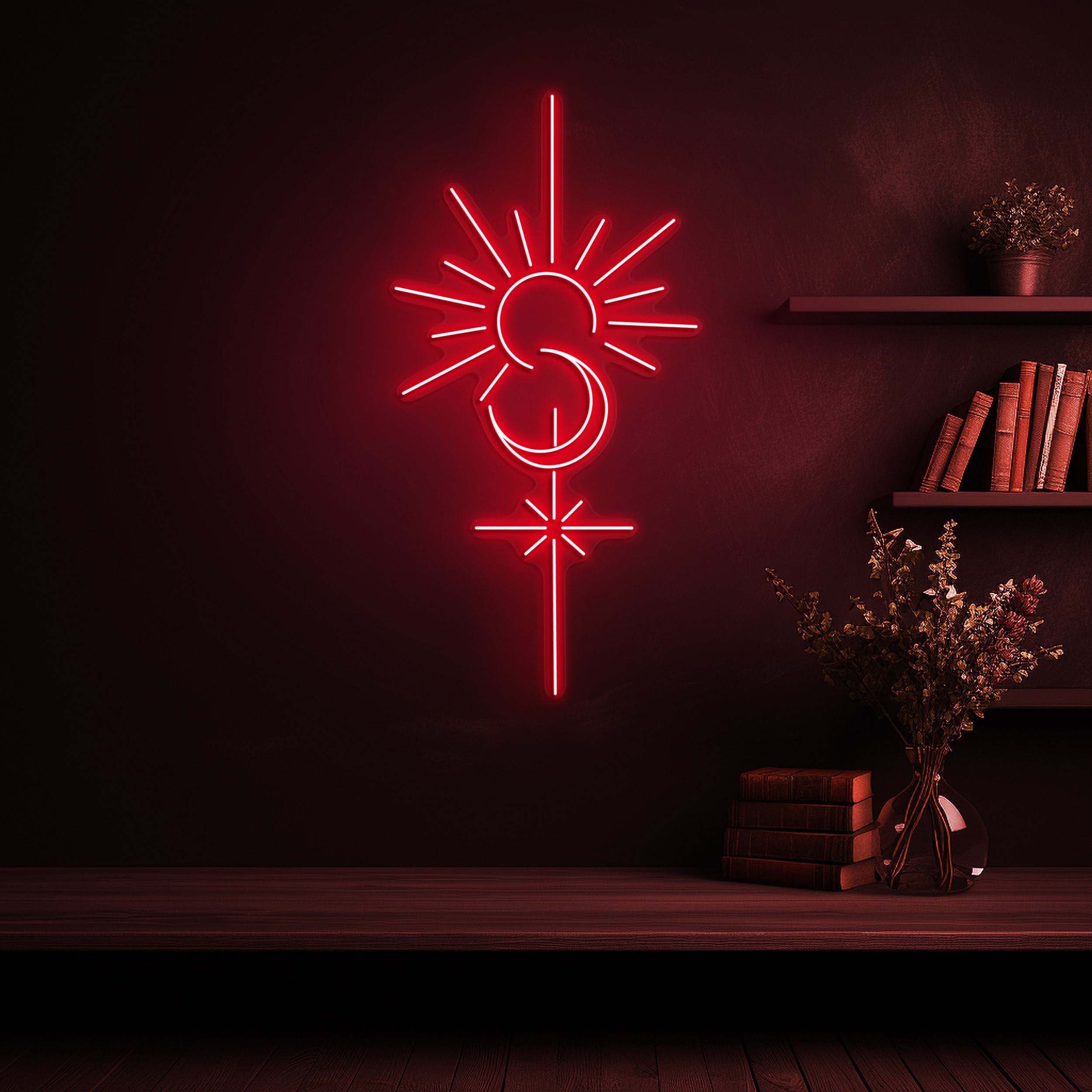 Sun Moon Neon Sign, LED Moon Phases Light, Sun and Moon Neon Art, Bedroom & Living Room Decor, Home Bar Wall Art, Led Sun Light, Gift Idea