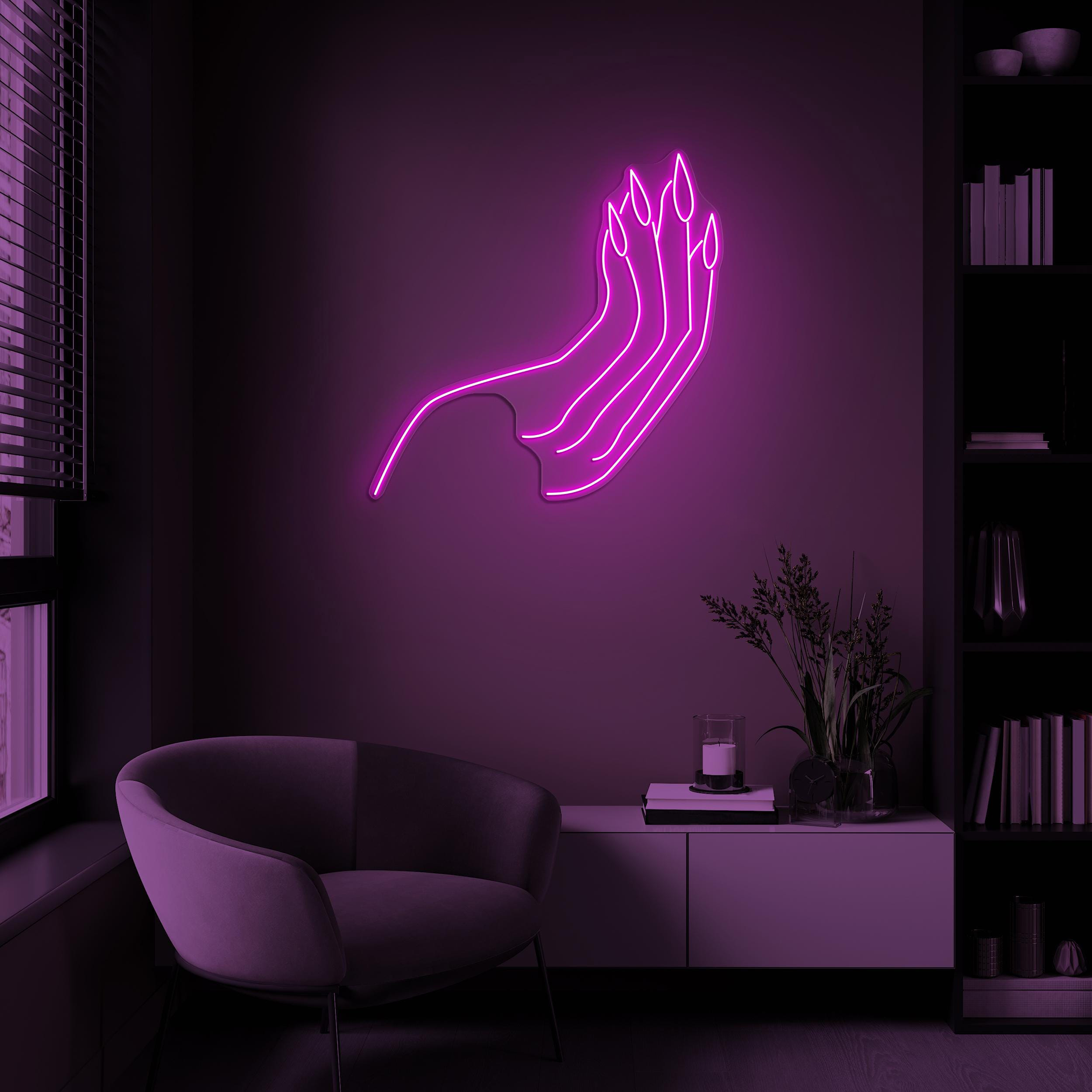 Hand Neon Sign, Hand LED Light, Hand With Nails Wall Decor, Home Wall Art, Custom Neon Sign, Beauty Saloon Decor, Beautiful Hand Wall Decor