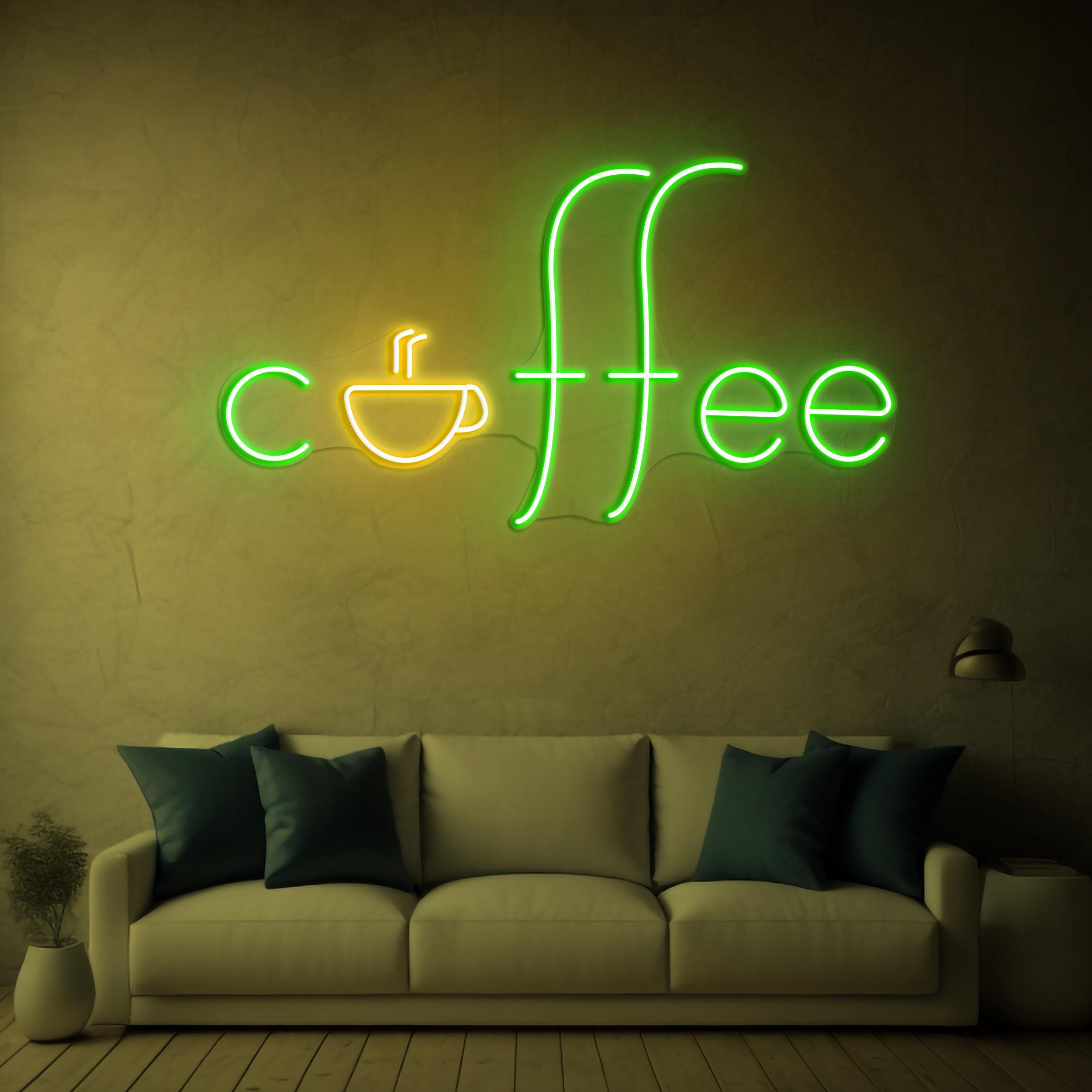 Coffee Neon Sign, Coffee LED Light, Coffee Cup Wall Art, Coffee Cup Logo, Decor for Store, Shop, Bar, Cafe & Home, Coffee Cup Welcome Sign
