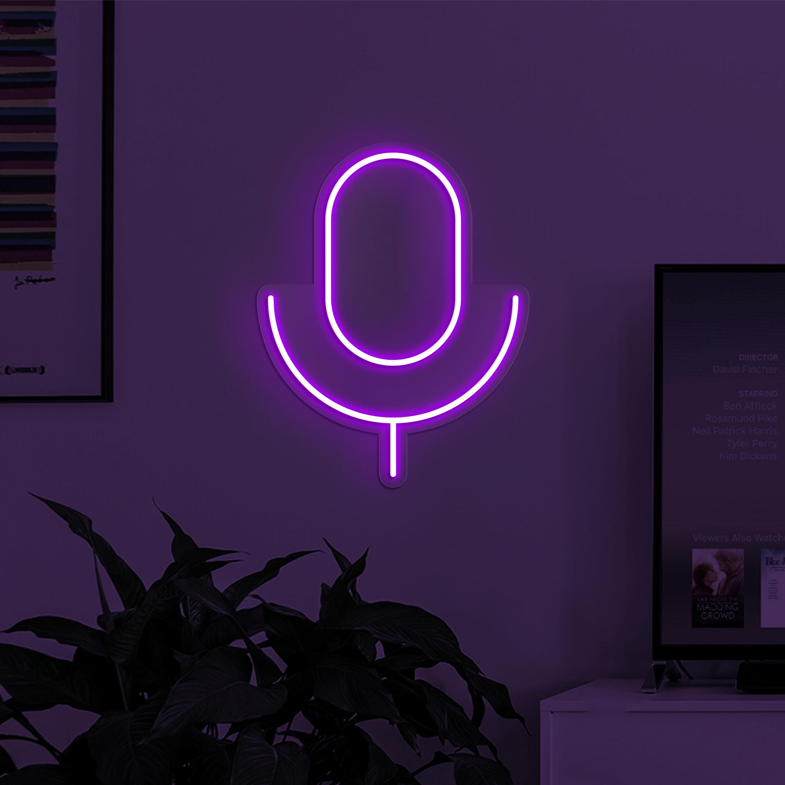 Microphone Neon Sign, Microphone LED Light, Podcast Wall Art, Music Room Wall Decor, Podcast LED Light, Neon Signs for Recording Studios