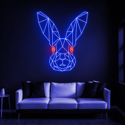 Geometric Rabbit Neon Sign, Bunny Room Decor, Neon Art, Gift for Rabbit Lovers, Kids' Room Decor, Wall Decor, Neon Sign for Nursery decor