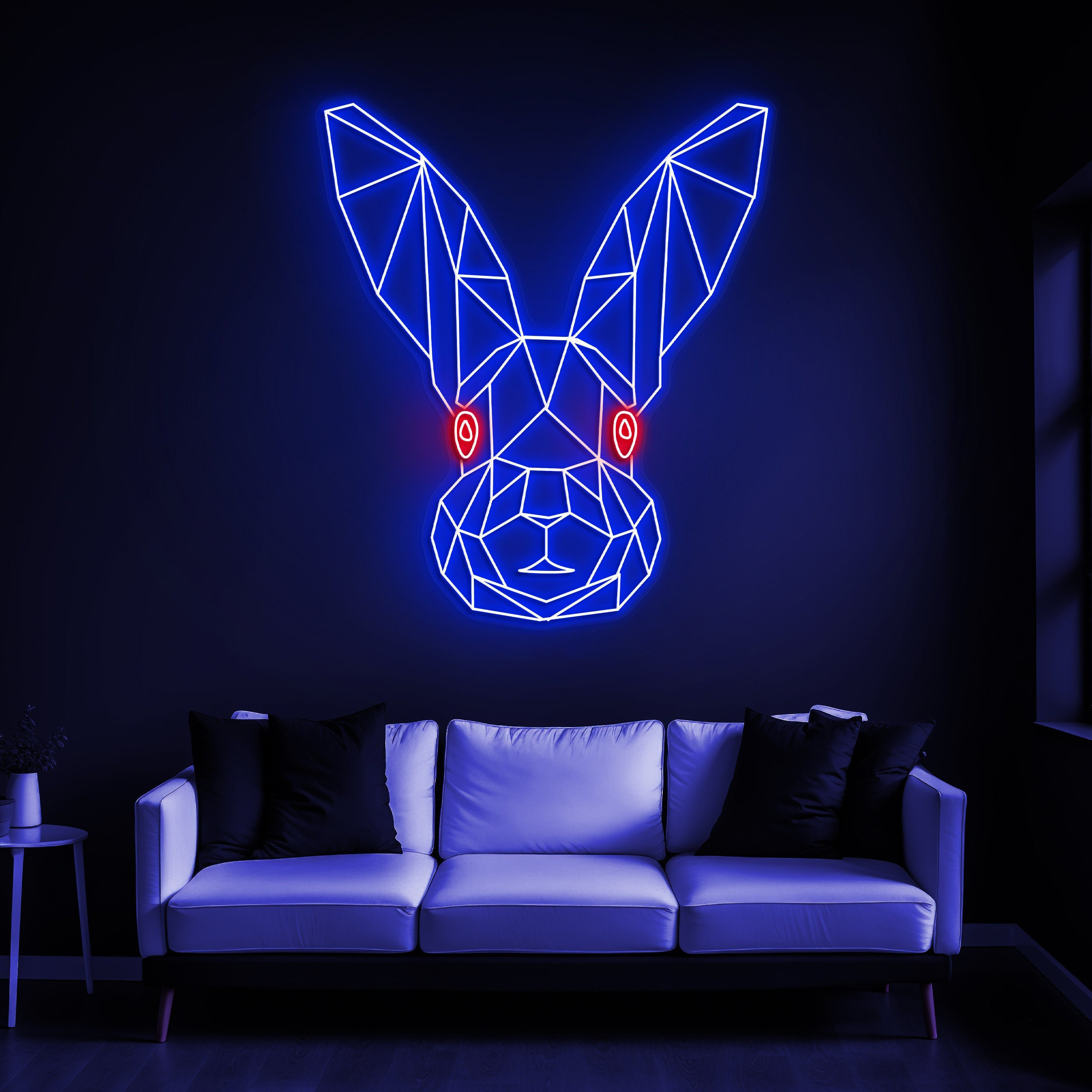 Geometric Rabbit Neon Sign, Bunny Room Decor, Neon Art, Gift for Rabbit Lovers, Kids' Room Decor, Wall Decor, Neon Sign for Nursery decor