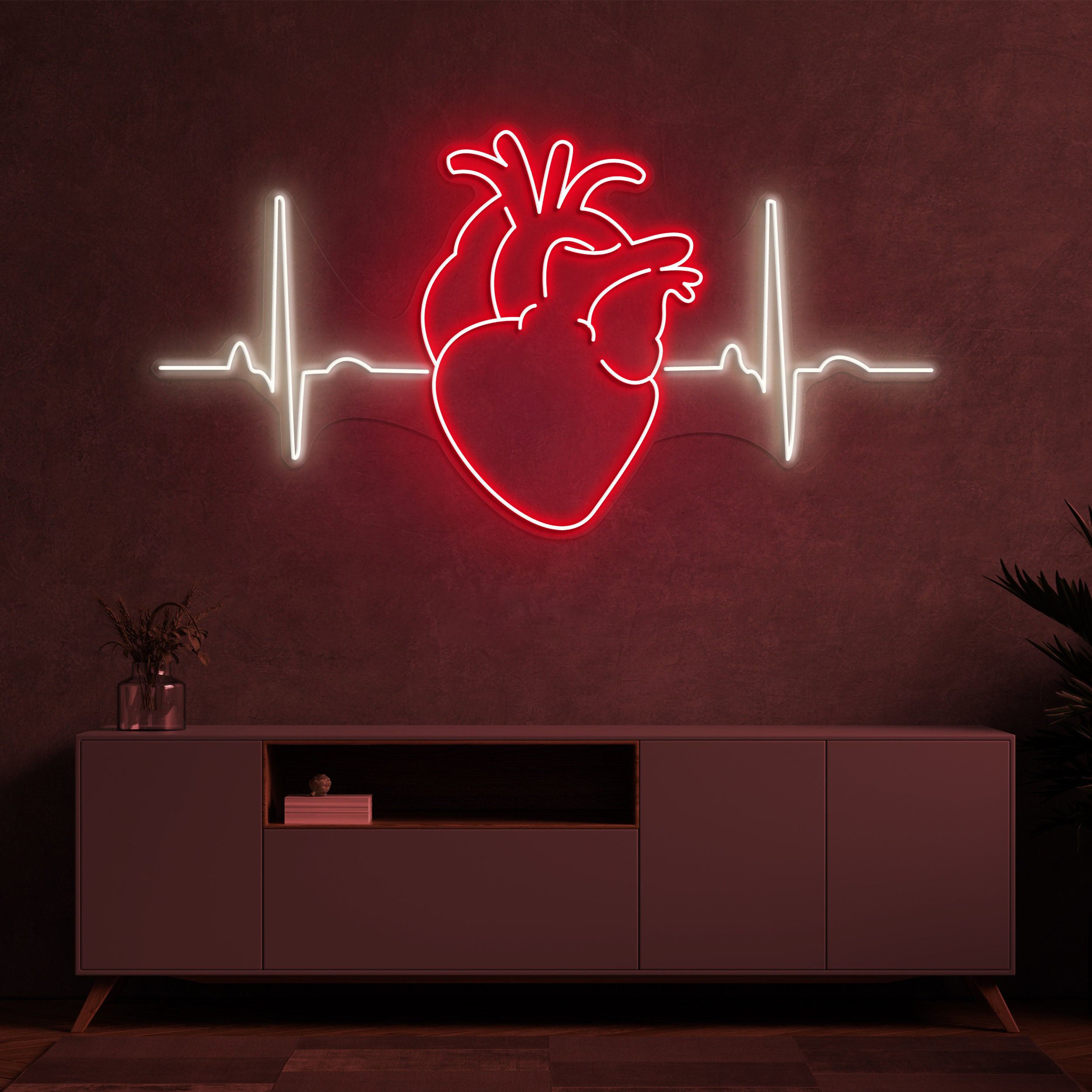 Heartbeat Neon Sign, Heart Pulse Neon Light, LED Heart Art, Heart Neon Art, Wall Decor, Neon Wall Art, Home Decoration, Heartbeat Neon Light